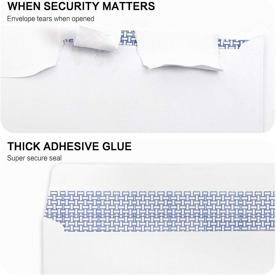 1000 Pack #10 Single Left Window SELF Seal Security Envelopes, Designed for QuickBooks Invoices & Business Statements, Computer Printed Checks Peel and Seal Flap, Size 4-1/8 x 9-1/2 Inches, 24 LB