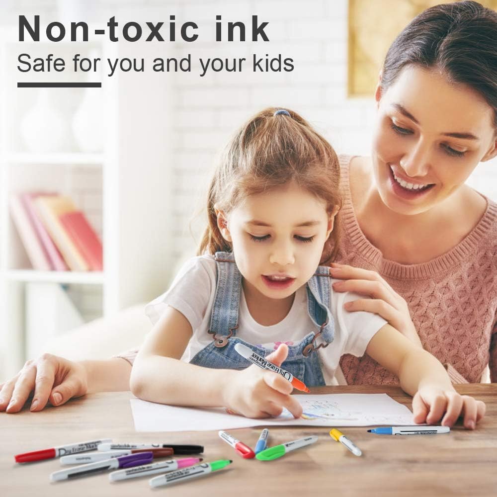 Volcanics Dry Erase Markers Low Odor Fine Whiteboard Markers Thin Box of 30, 3 Colors