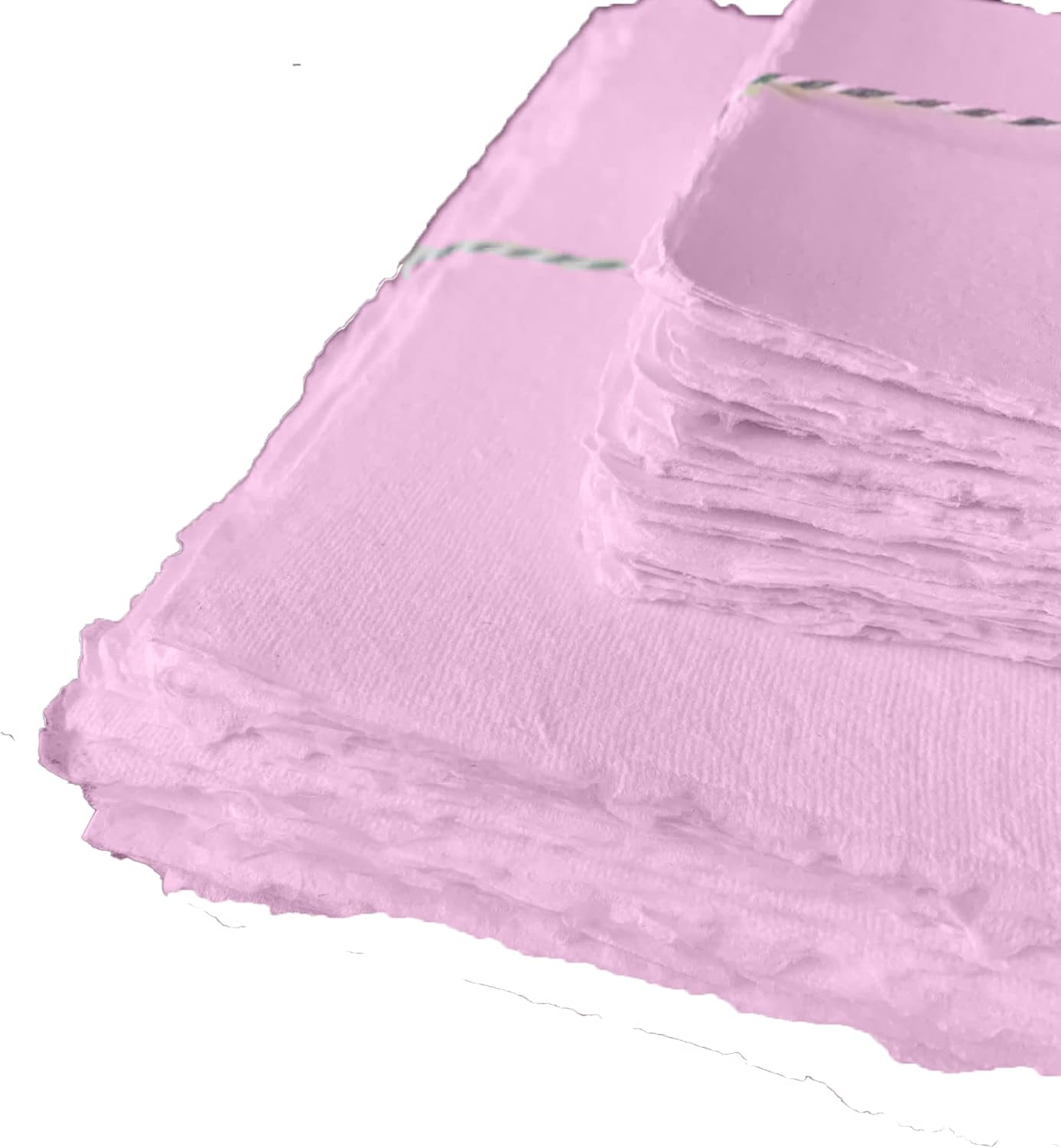 Handmade Deckle Edge Blank Paper - Mixed Media Loose Leaf Paper for Watercolor, Writers, Invitations, Crafts - Pink Color - Package of 50 - Thick 150 GSM - 8 x 8