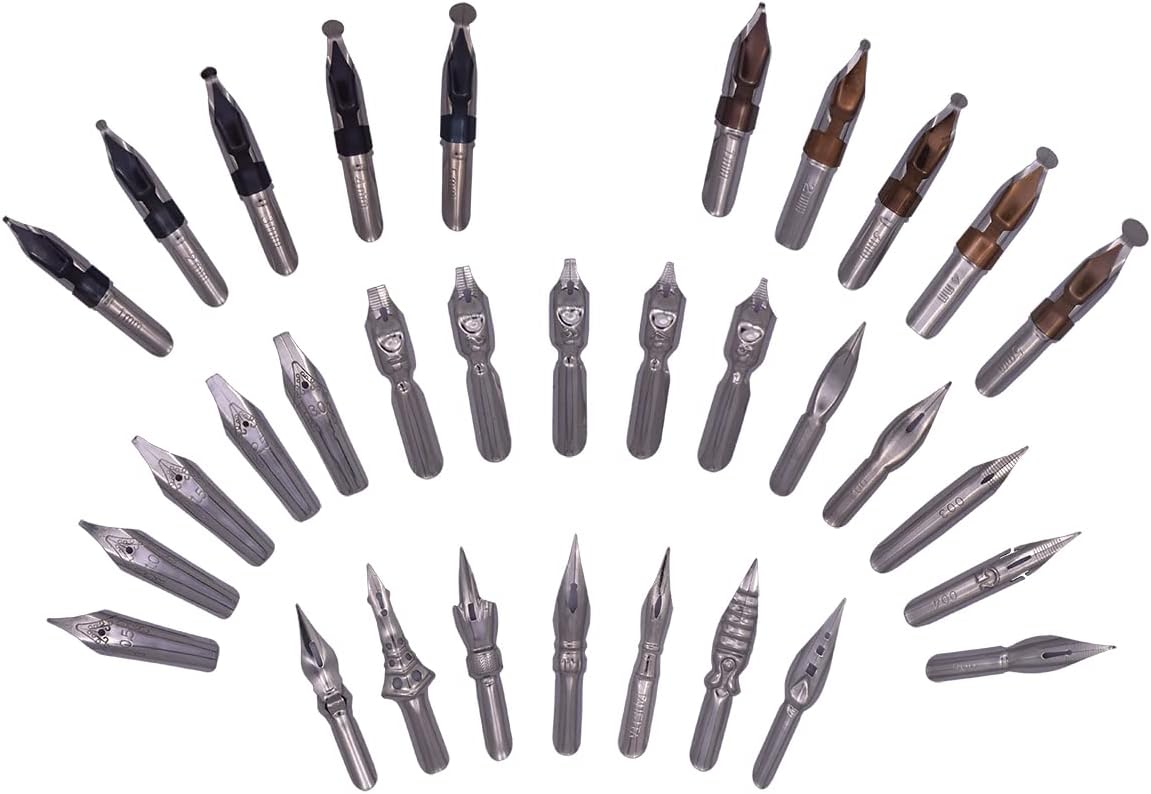 Gullor Resin Dip Pen Handcrafted Calligraphy Set with 33 Nibs for Art, Signatures, Drawing, Caligraphy Kits for Beginners (Purple)