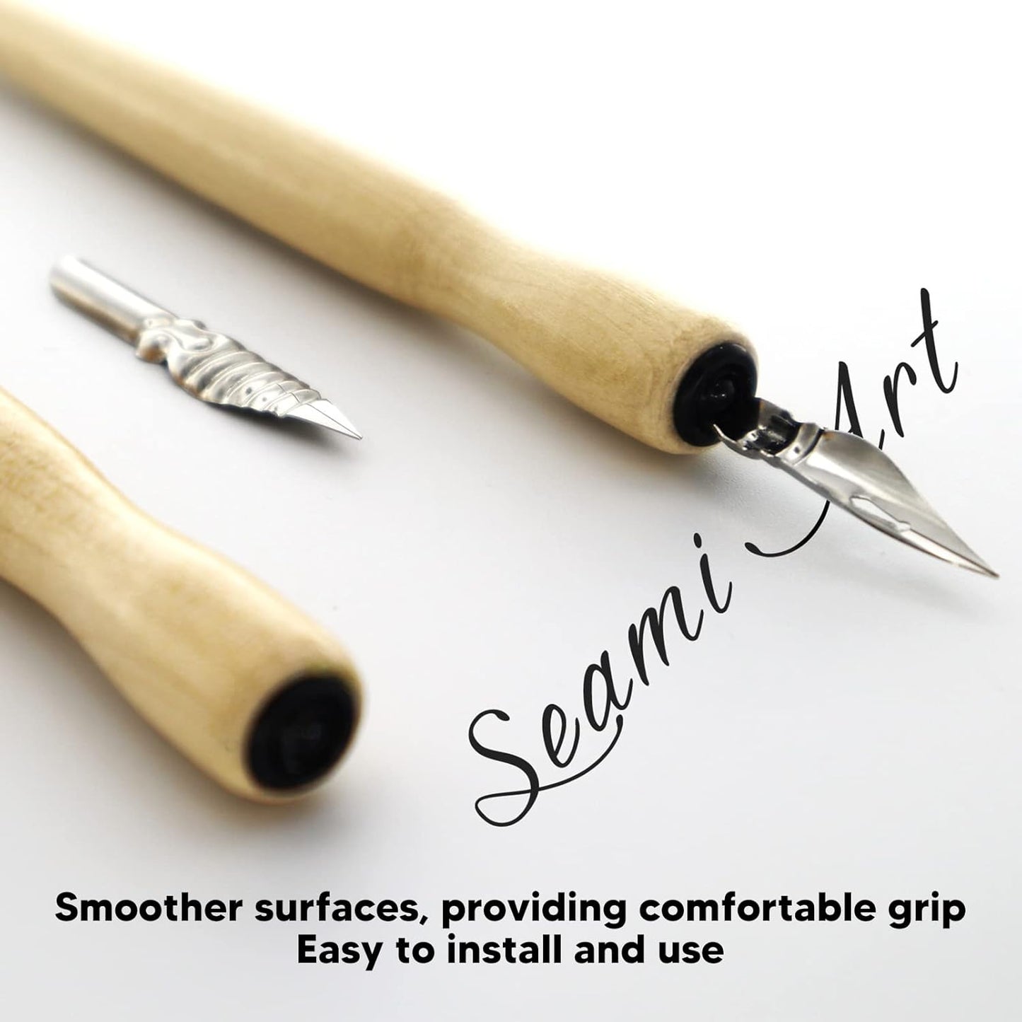 10 Pcs Nib Pen Holder, Dip Pen Set Comic Dip Wooden Pen Nib Holder for Art Painting English Calligraphy (Wood Color)