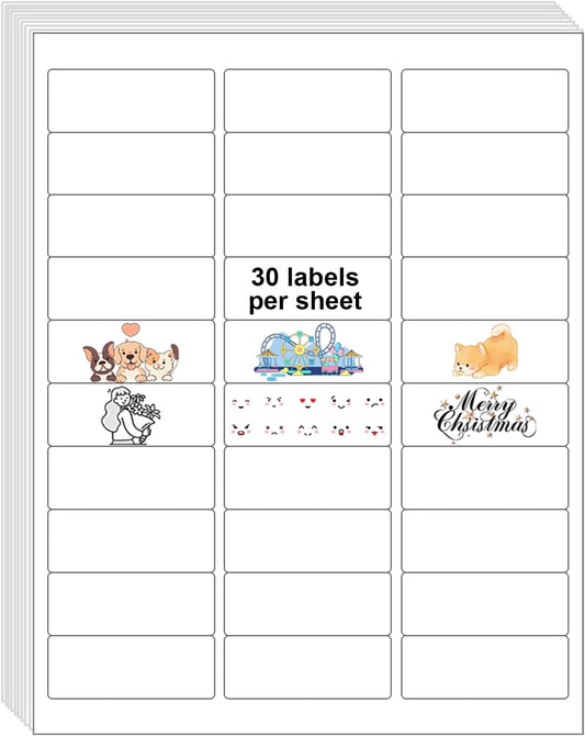 1" x 2-5/8" Shipping Return Address Labels for Laser Inkjet Printer, 30 UP Labels for Amazon FBA, White Blank Mailing Stickers (50 Sheet / 1500 pcs)