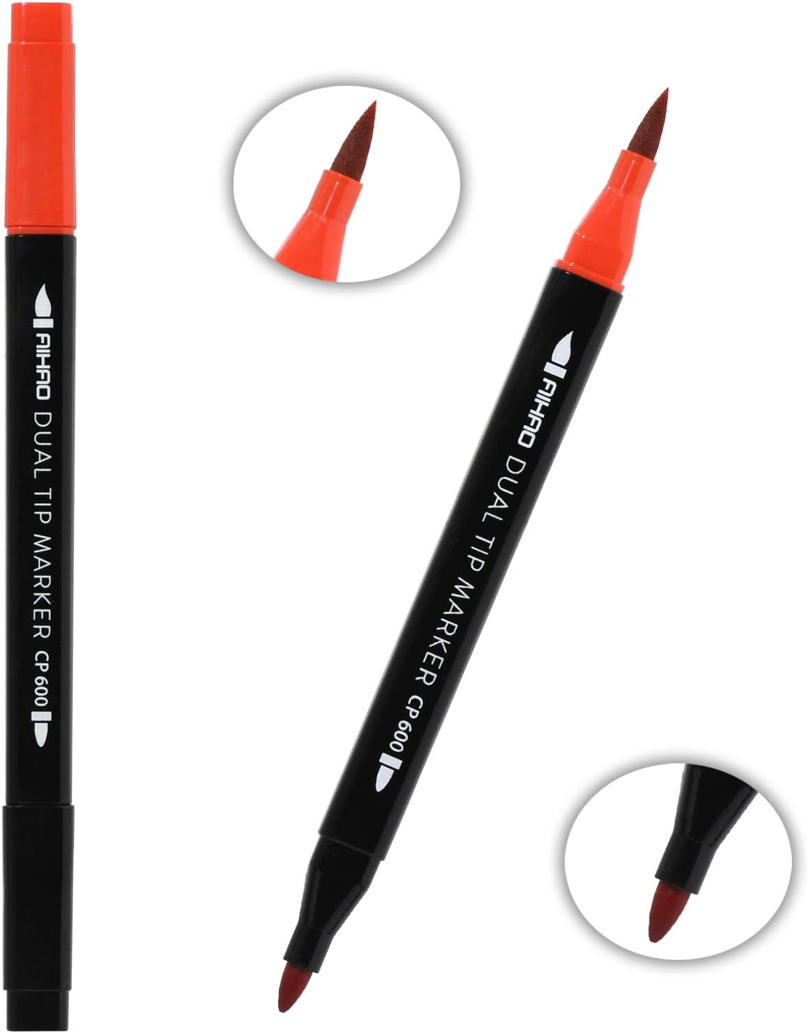 AIHAO Markers for Kids,Dual Tip Markers Set, Brush & Fine Tips, 36 Pack, Super Washable Marker With Stand Portable Box, Coloring, Doodling, Sketching, Art Supplies for Drawing, Journaling