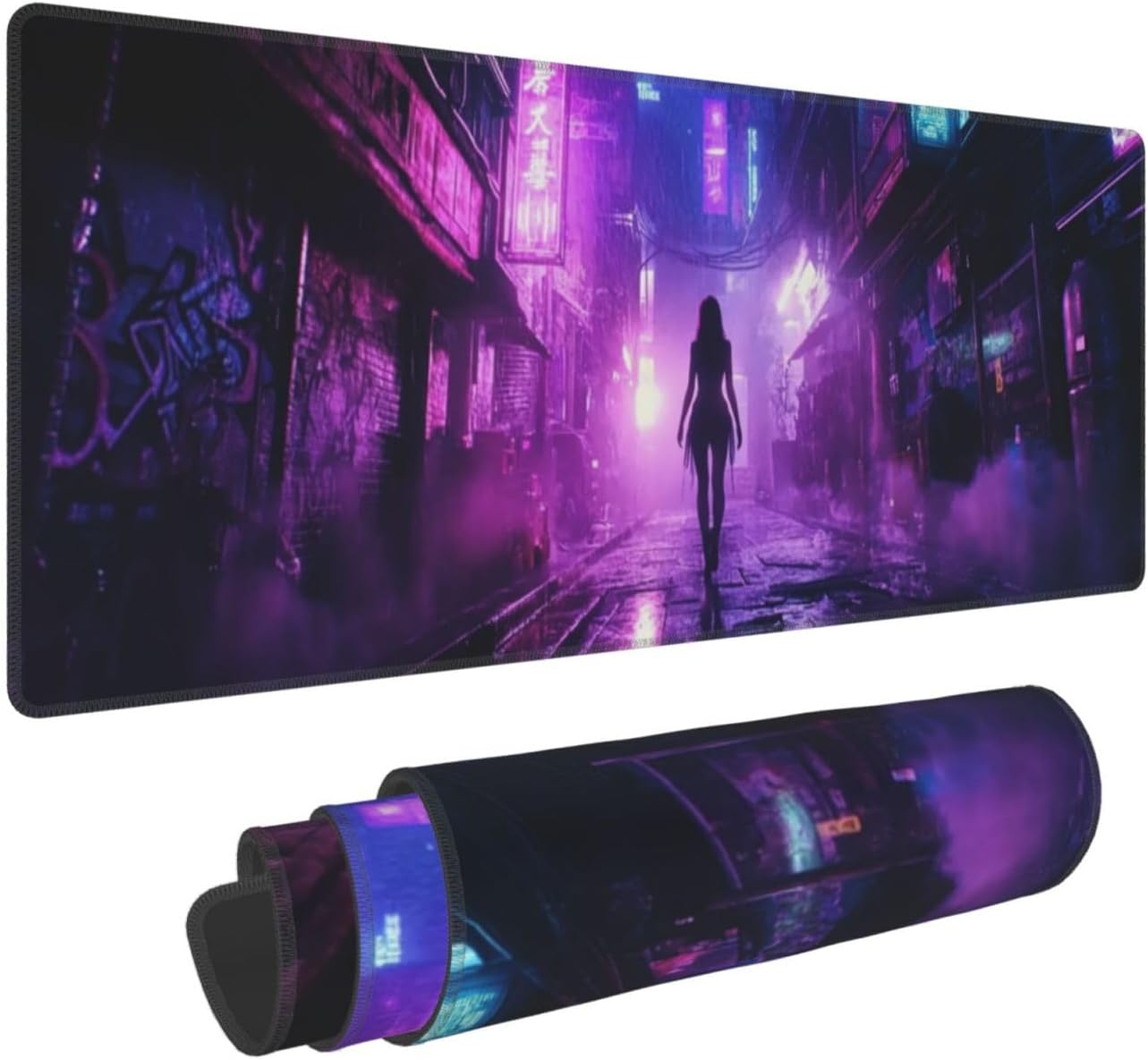 Punk Mouse Pad 31.5 X 11.8 Inch Big Desk Rubber Base Stitched Edges Keyboard Pad XXL Mouse Mat for Home Game and Office