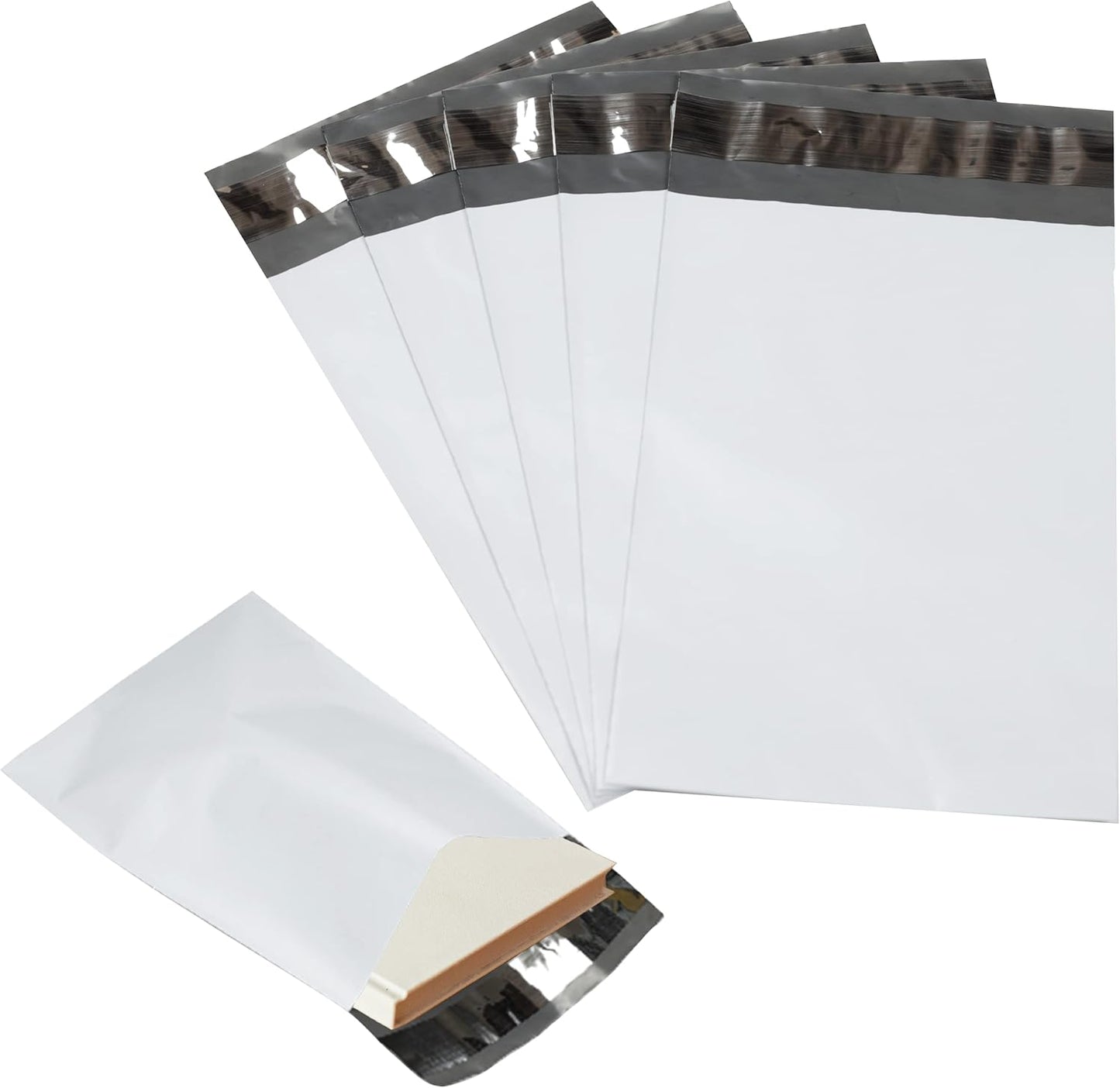 1000 Pack Secure Seal White Poly Mailers - 7.5x10.5 Safe Shipping Bags - E-Commerce Self Sealing 2 Mil Poly Envelopes