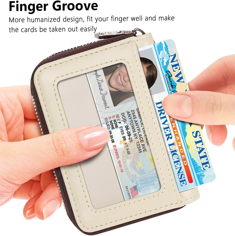 FurArt Zipper Wallet Women, RFID Blocking Credit Card Wallet, Business Card Holder, Compact Size KeyChain Wallet