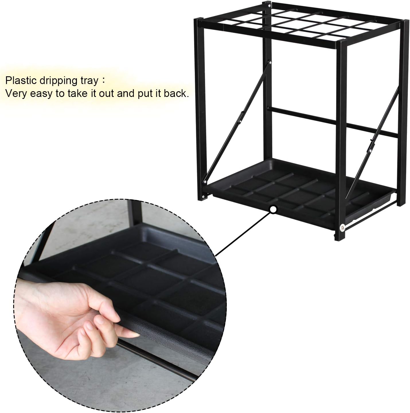 Folding Umbrella Storage Stand Rack Holder Organizer Free Standing Industrial Umbrella Rack for Entryway Home Commercial Office Hotel Entry Hallway Patio Décor with Removable Drip Tray