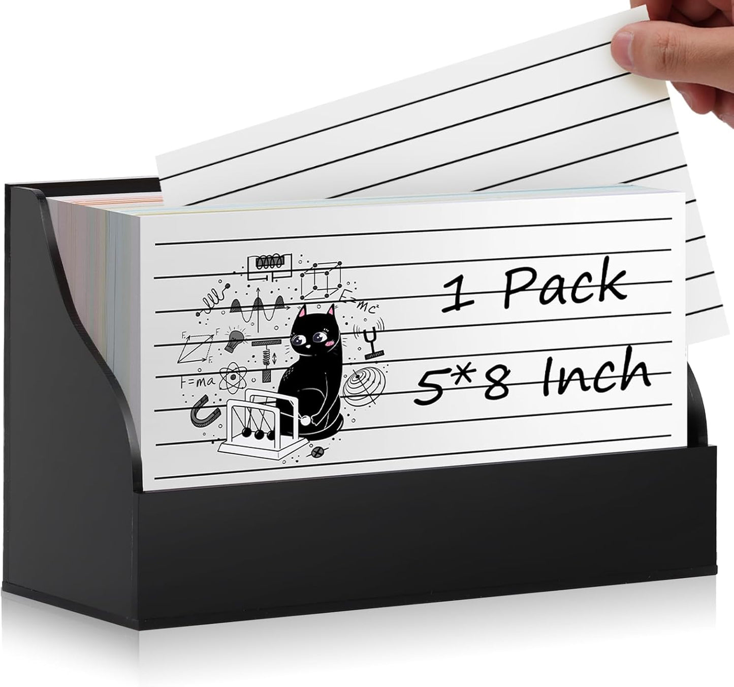 5X8 Index Card Holder Acrylic Black Note Card Holder Index Card Stand Note Card Organizer Box Flash Card Organizer Postcard Display Rack Business Card Storage For School Library(No Card)