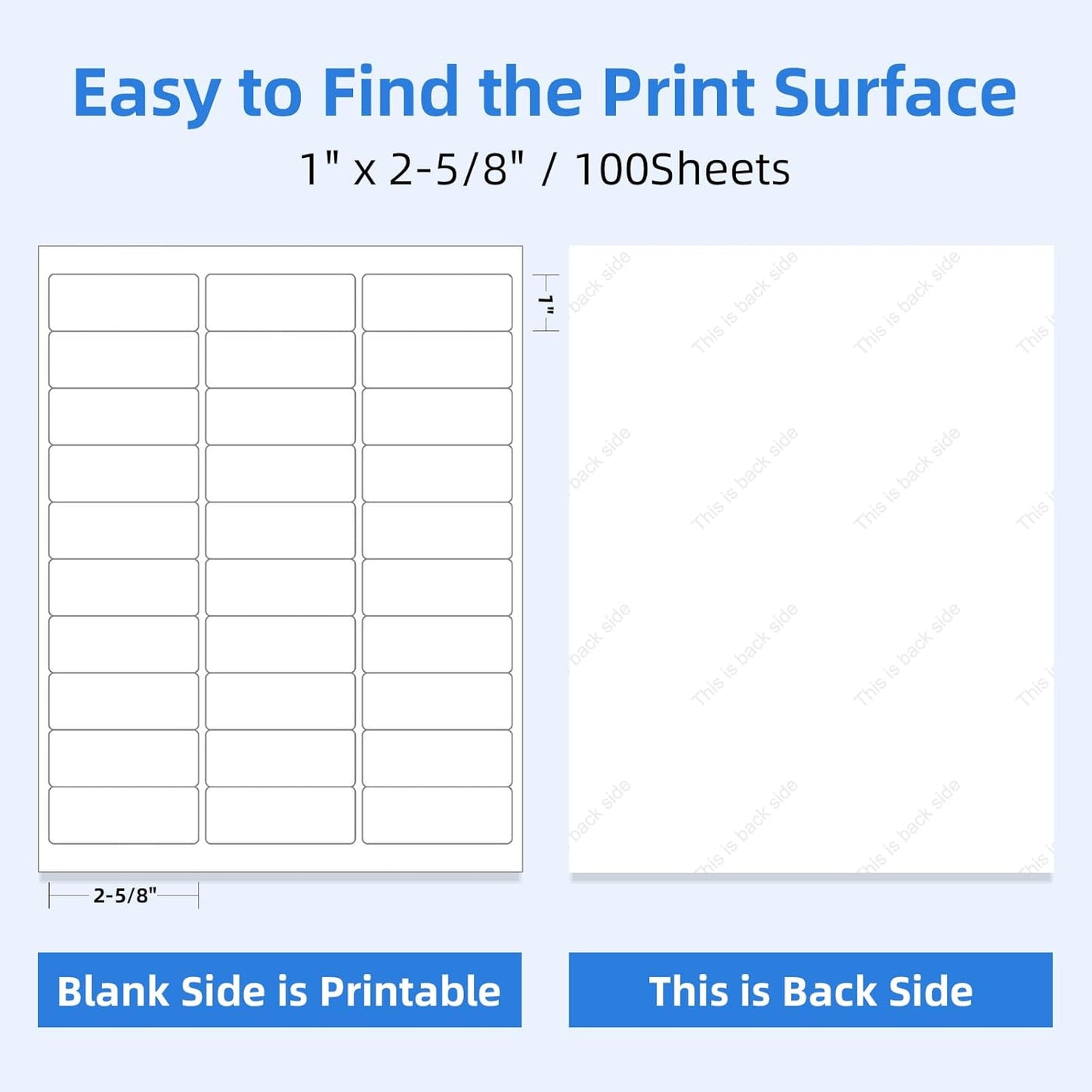 15000 30 Per Sheet Self Adhesive 1" x 2-5/8" Address Shipping Labels for Laser & Inkjet Printers - 500 Sheets, 30 Per Labels Per Page, 30 up Labels