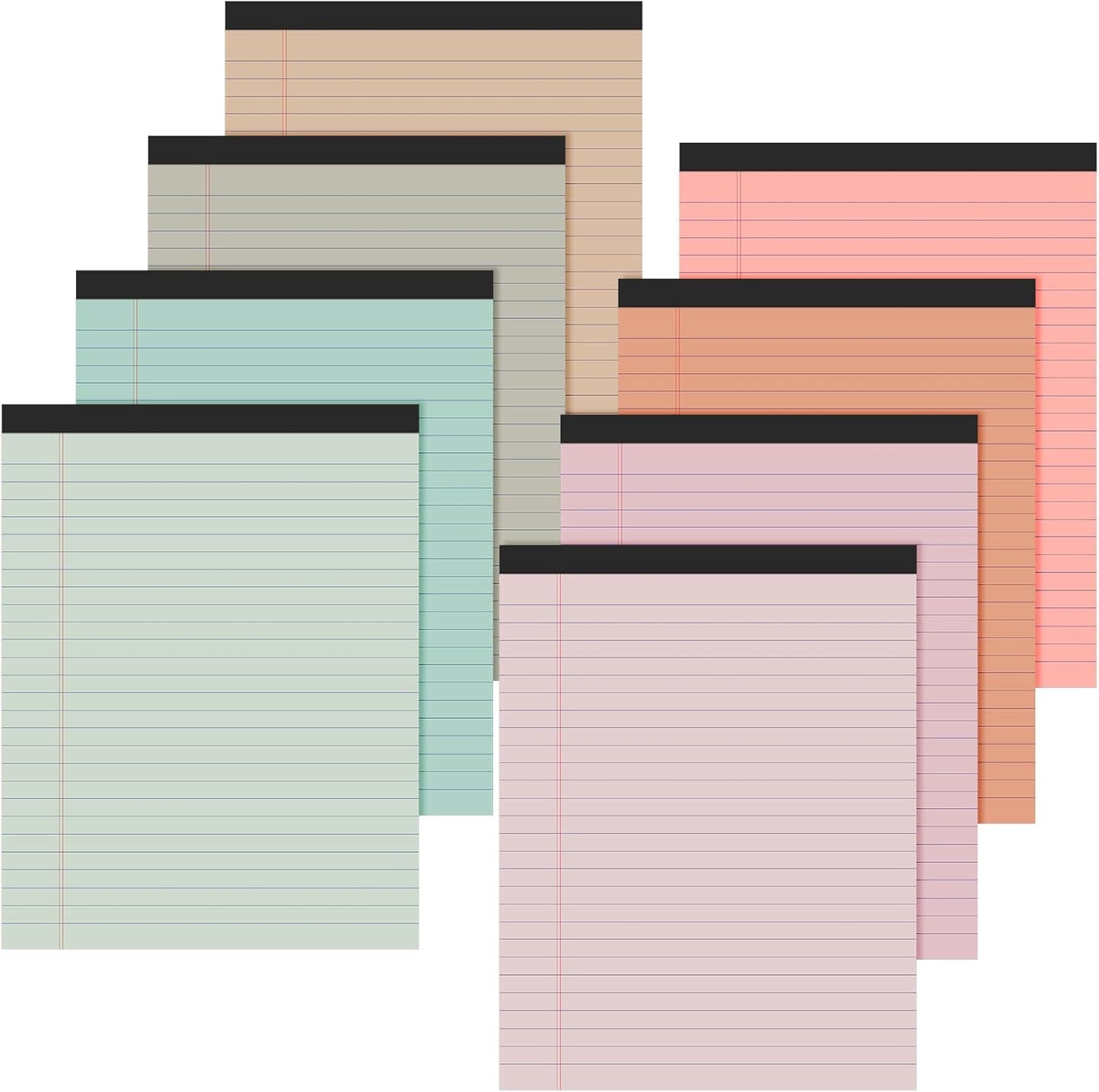 Fuutreo 8 Pcs 8.5'' x 11'' Colored Legal Pad Writing Pads Wide Ruled 50 Sheets Per Notepad Perforated Writing Notepad Office Supplies for School College Office Business (Bohemian Color)