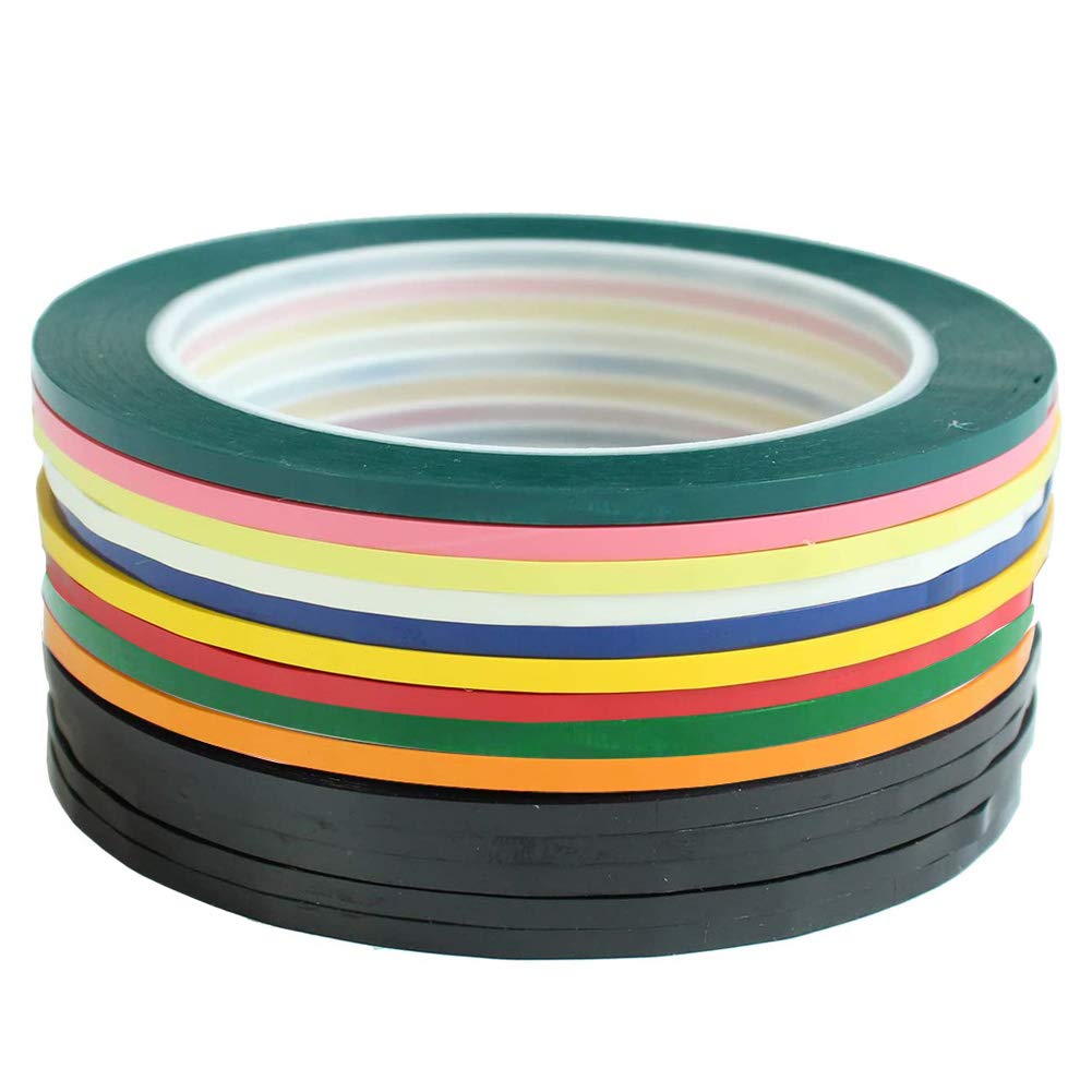 14 Rolls 1/4 Pinstripe Whiteboard Tape Dry Erase Tape Line Gridding Marking Vinyl Mara Tapes Self-Adhesive with a Scissor, 166 Feet Per Roll (Multicolored)