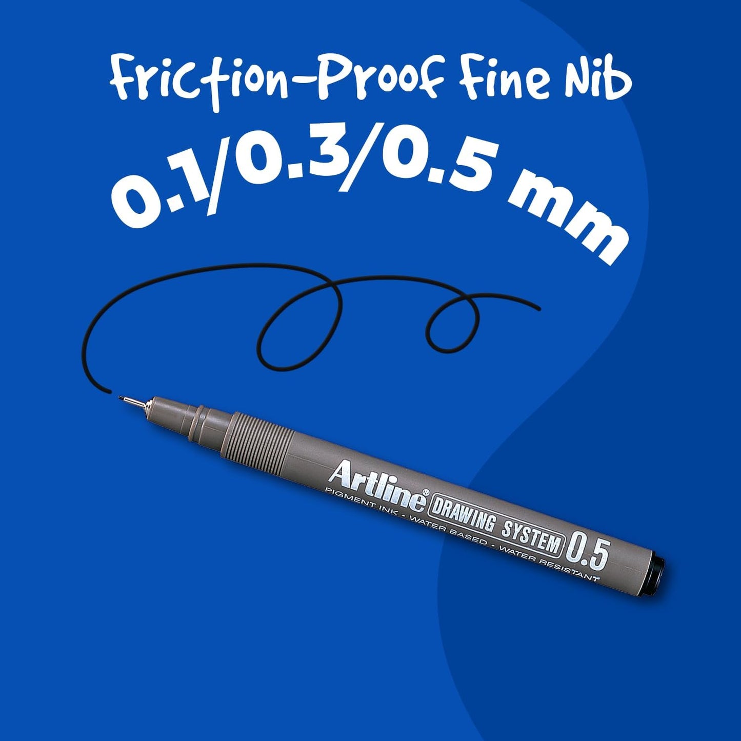 Artline 230 Drawing System Fineliner Pens, Art Technical Drawing Sketch Pens, Ideal for Drafting, Illustrating & More, Black, 0.1mm, 0.3mm, 0.5mm Fine Tips, 3-Pack