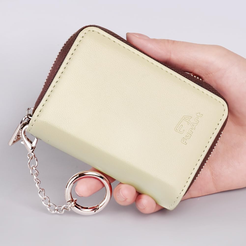 FurArt Zipper Wallet Women, RFID Blocking Credit Card Wallet, Business Card Holder, Compact Size KeyChain Wallet