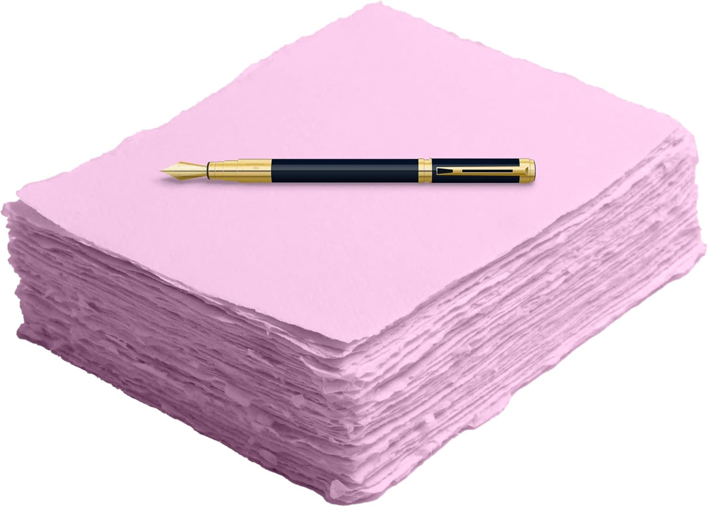 Handmade Cotton Paper with Deckle Edge Recycled Cotton Rag Mixed Media Card Stock for Watercolor, Writers, Invitations, Crafts (Baby Pink Color, 8x8 inch, 150gsm, 50 Pack)