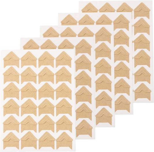 GOONAVI 15 Sheets 360 Pcs Cowhide Acid-Free Photo Corners Mounting Self Adhesive for DIY Photo Album Journal