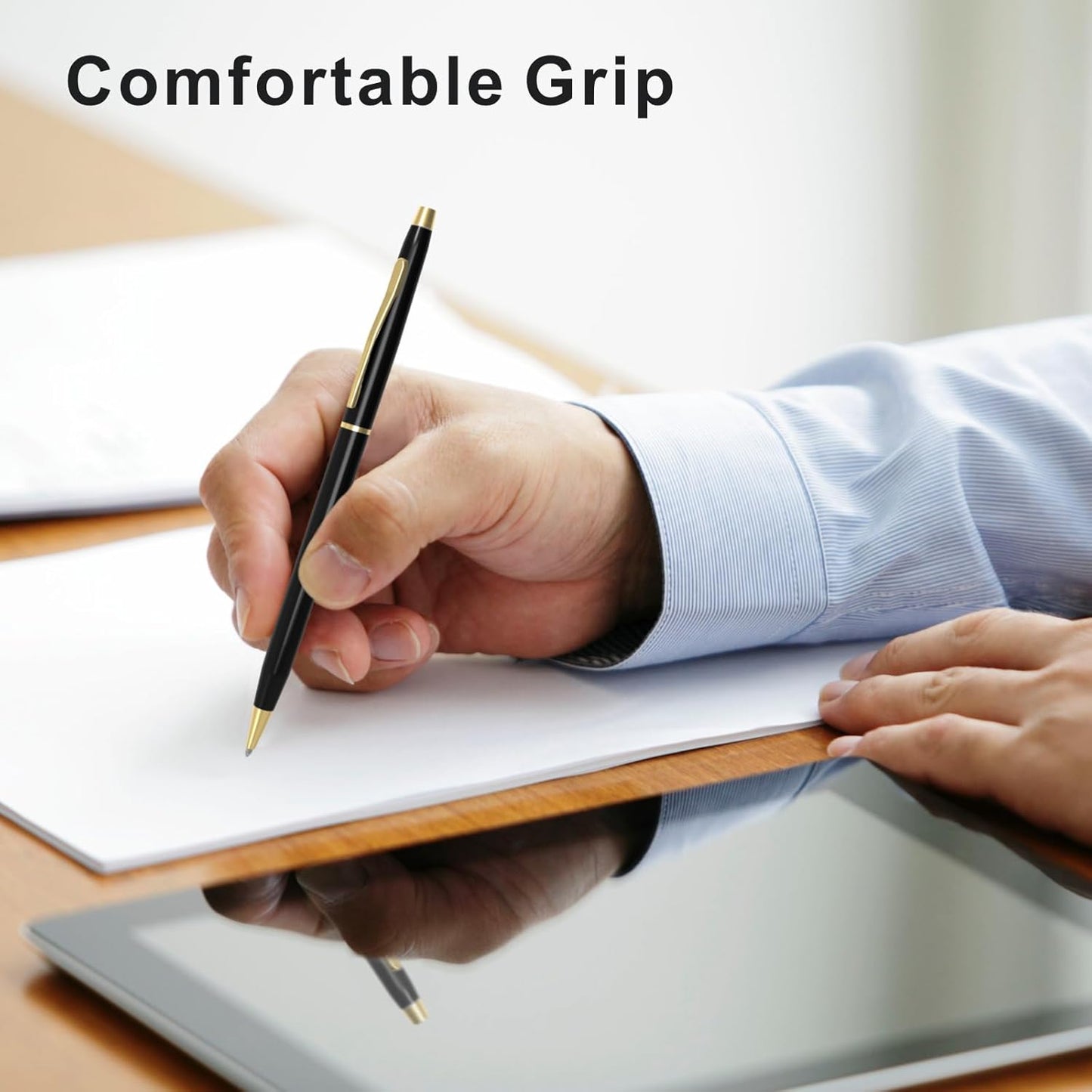 Cambond Black Pens Ballpoint Pen - Bulk Black Ink 1.0 mm Medium Point Smooth Writing for Men Women Police Uniform Office Business, 20 Pack (Black)