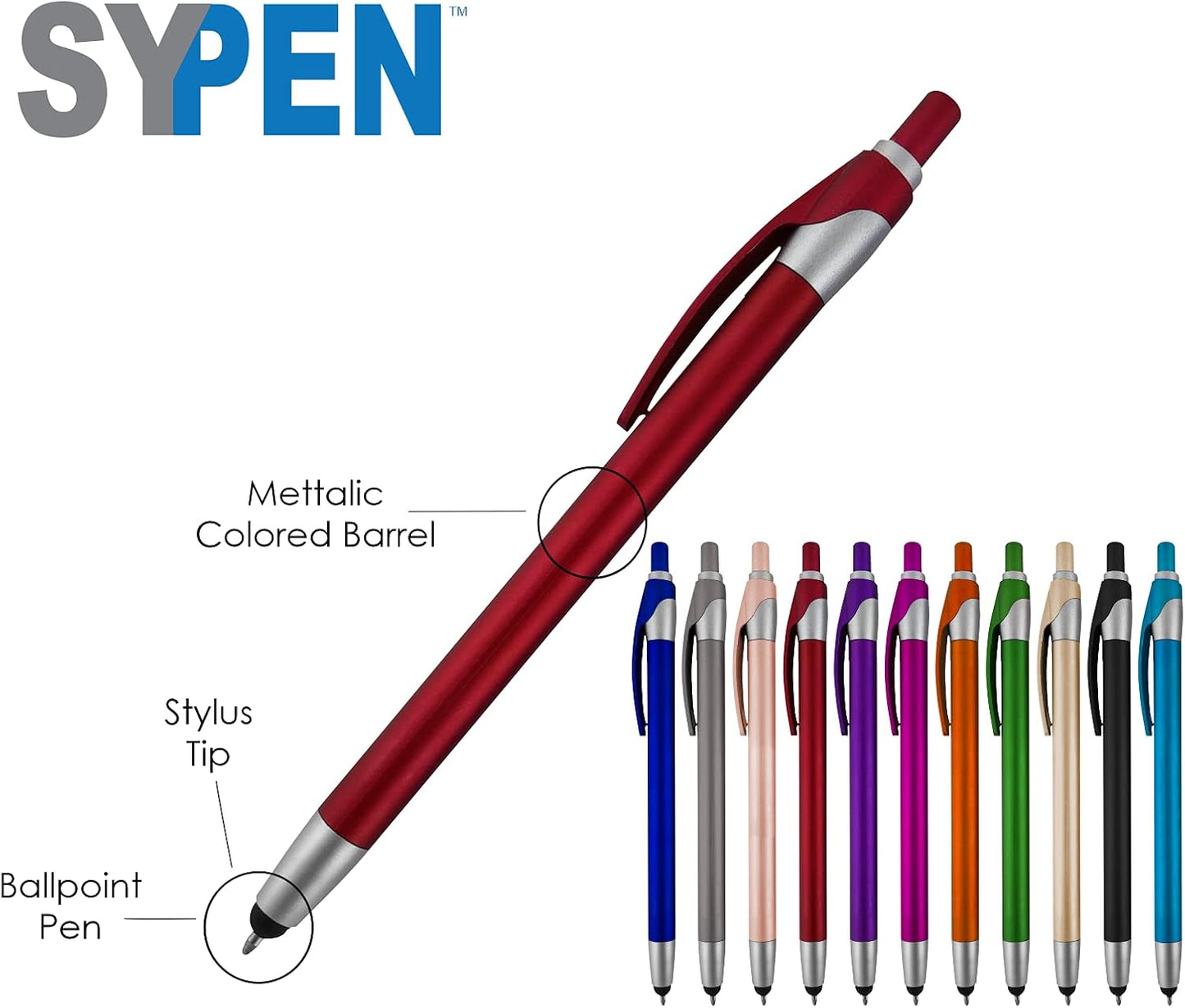 Personalized with Your Custom Logo or Text Pens-Pack of 450- for Marketing, Parties, and Events, 2 in 1 Capacitive Stylus & Ballpoint Pen Compatible with Touchscreen Devices, Blue Ink, Orange Pens