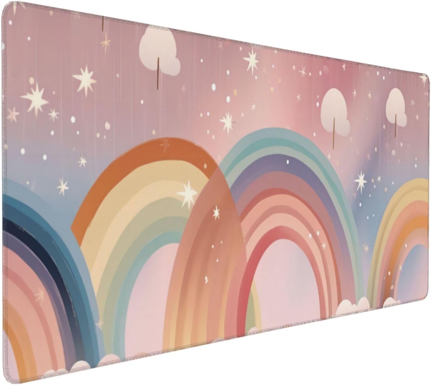 35.4 x 15.7 in, Waterproof XXL Large Mouse Pad for Desk, Extended Keyboard Mouse Mat for Computer Office, Big Laptop Mouse pad, Gaming Pc-Rainbow Boho with Stars