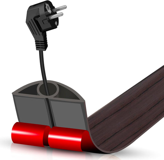 Floor Cord Cover Self Adhesive Cord Hider,3.3FT Cable Management, Extension Strip Protector for Wires, Prevent Cable Trips for Offices, Gyms, Exhibitions Cavity:0.3"(W) x 0.28"(H) Black Wood