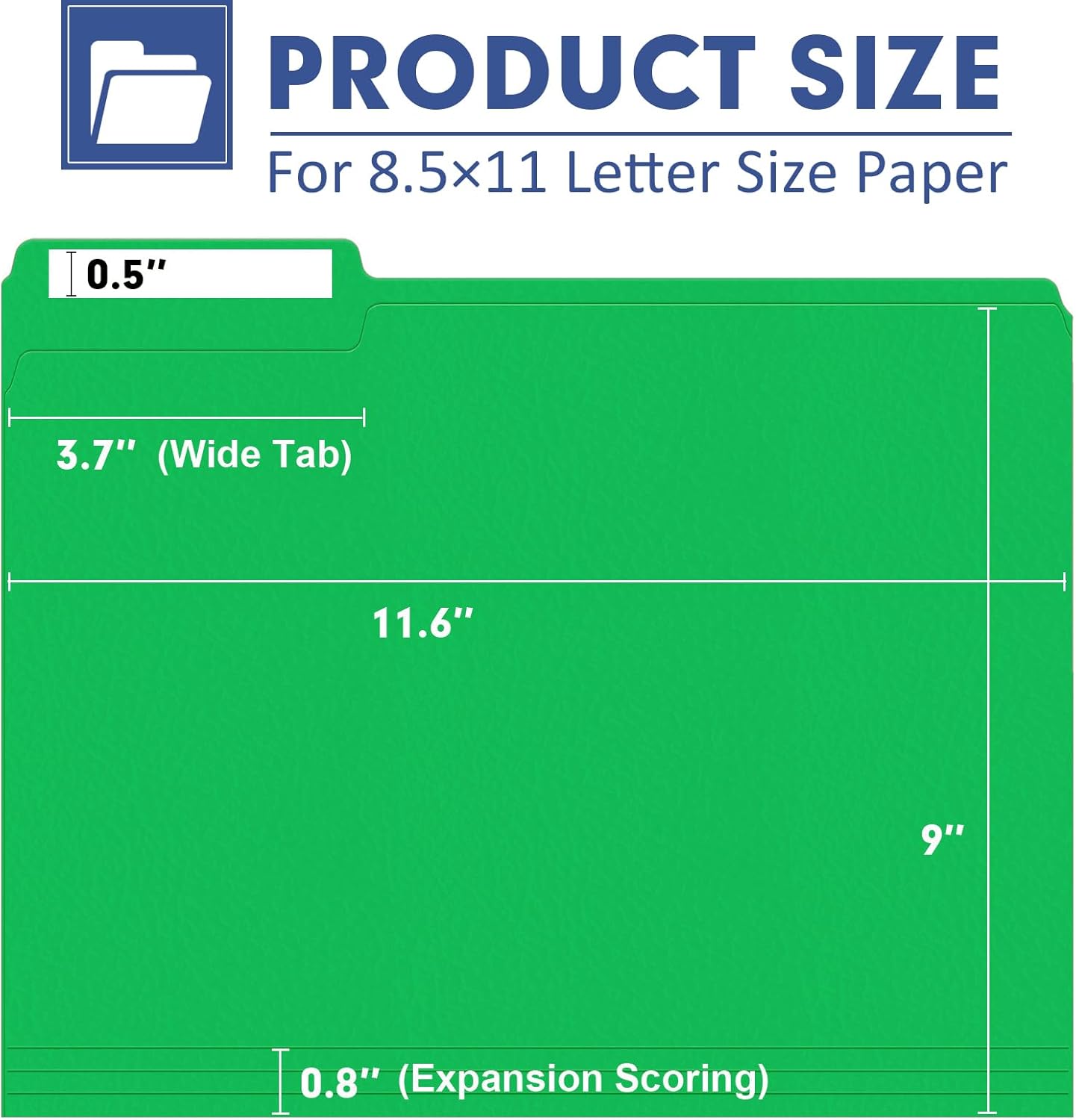 File Folder, PANDRI 120 Pack File Folder, 1/3 Cut Tab, Letter Size, Filing Folder for Office School Business, Green