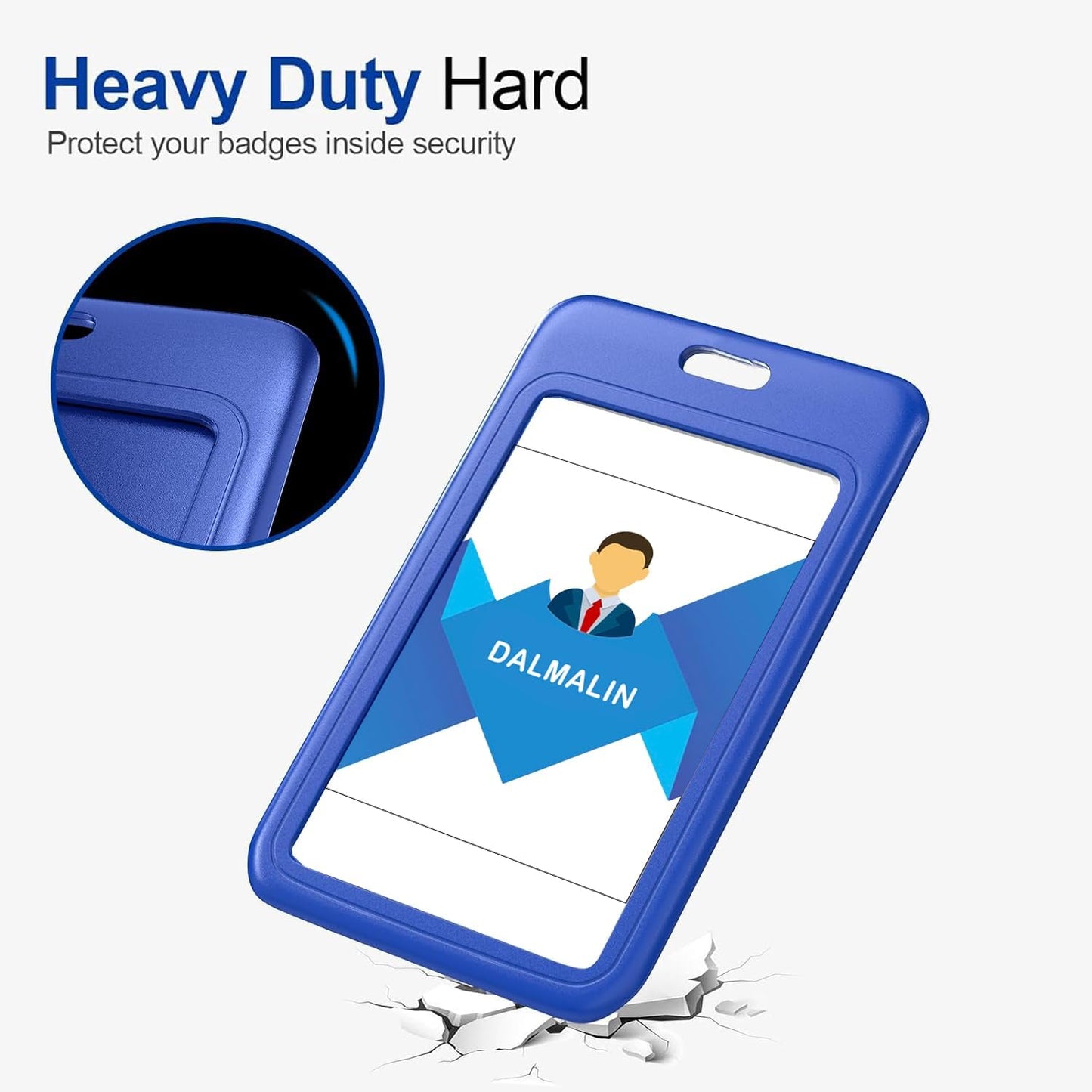 15 Pack Sliding ID Badge Holder Vertical Hard Plastic Card Case Protector Pouch,for Office School ID Credit Cards Proximity Work Badge Sleeve Key Cards Driver's Licenses (Blue)