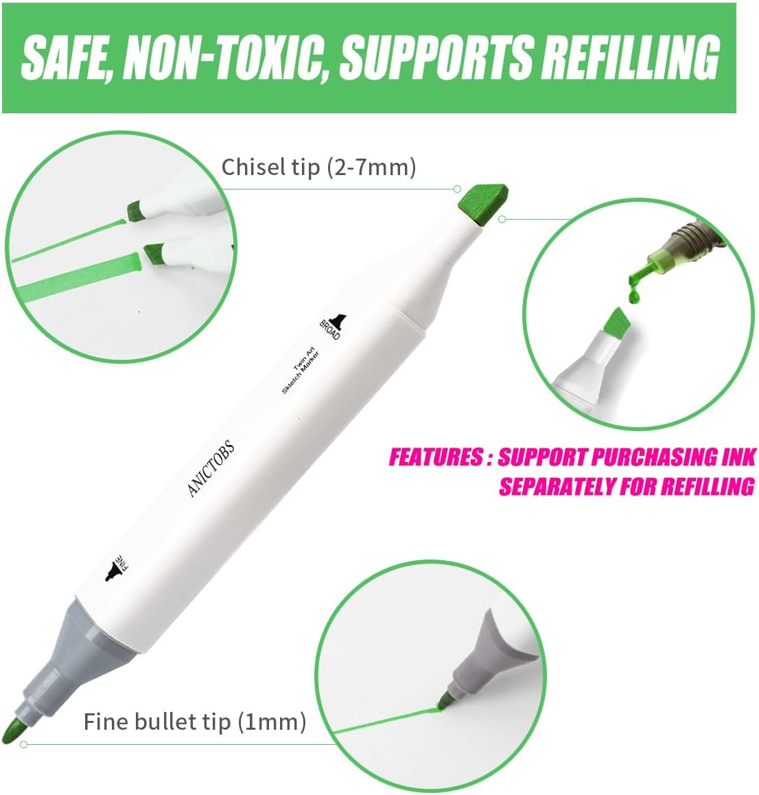 Alcohol Markers 168 Colors with Base Support, Drawing Art Markers Perfect for Students Kids and Adults Comics Sketching Illustration Artistic Creation Gift