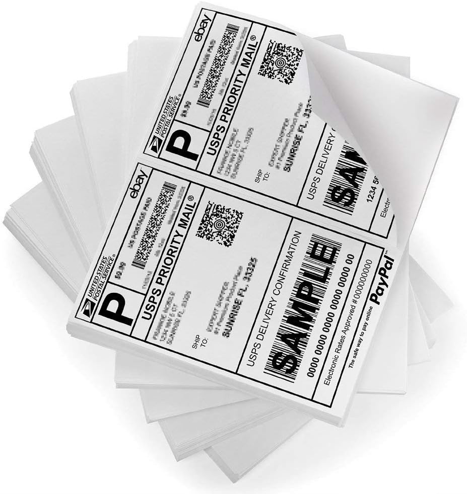 FungLam Shipping Labels with Self Adhesive, for Laser & Inkjet Printers, 8.5 x 5.5 Inches, White, Pack of 20000 Labels
