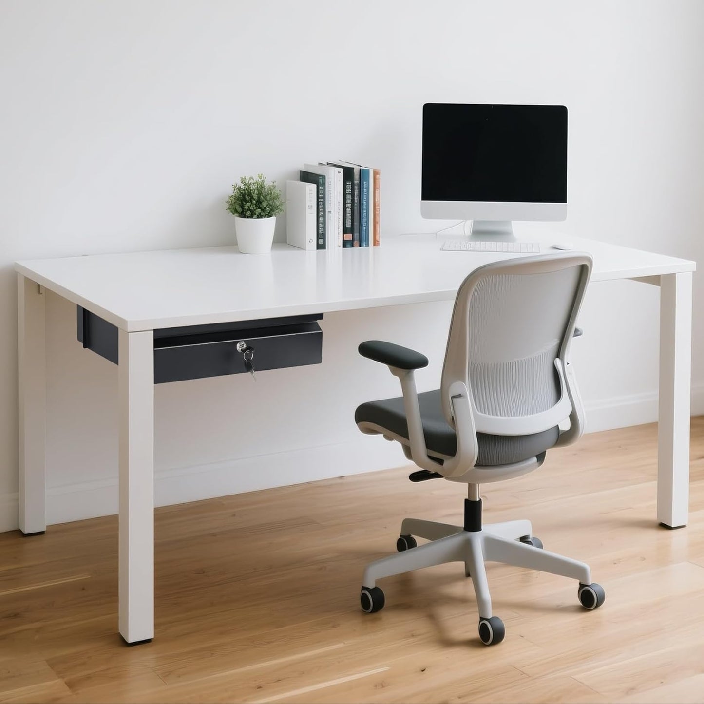 Under Desk Drawer 15.7" x 11.8" x 4.3", Under Desk Pull Out Drawer with Lock and Keys, 4.3” & 7.5” Optional Bracket Height, Storage Organizer for Workbench with Drawers