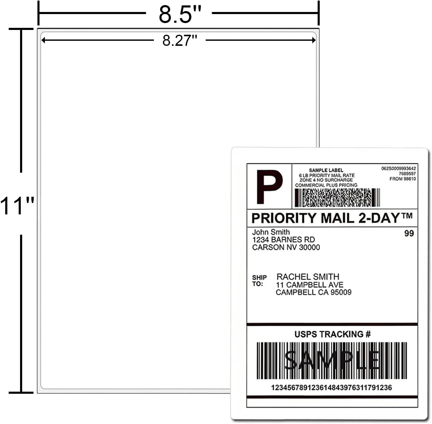 Full Sheet Labels 8.5 X 11, White Matte Sticker Paper, Laser/Inkjet Printing, 4000 Sheets, 4000 Labels, 1 Up Shipping Mailing Address Storage Bin Labels Stickers 8-1/2" x 11"