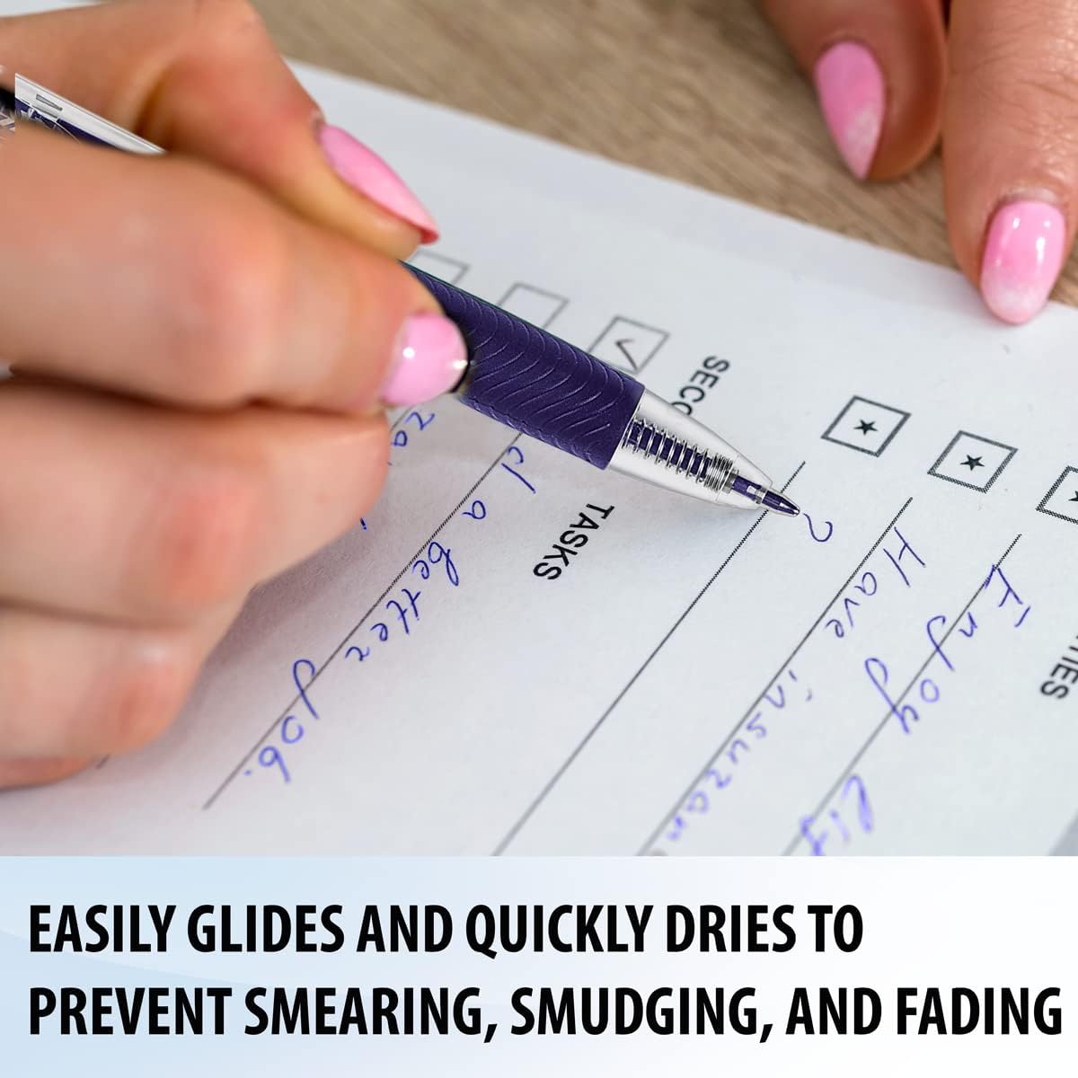 Inc. ClipClicks Retractable Ballpoint Pens - Bulk 1.0-mm Medium-Point Pen Set With Comfort Grip for School, Office, Writing, and Journaling, 50 Count, Blue