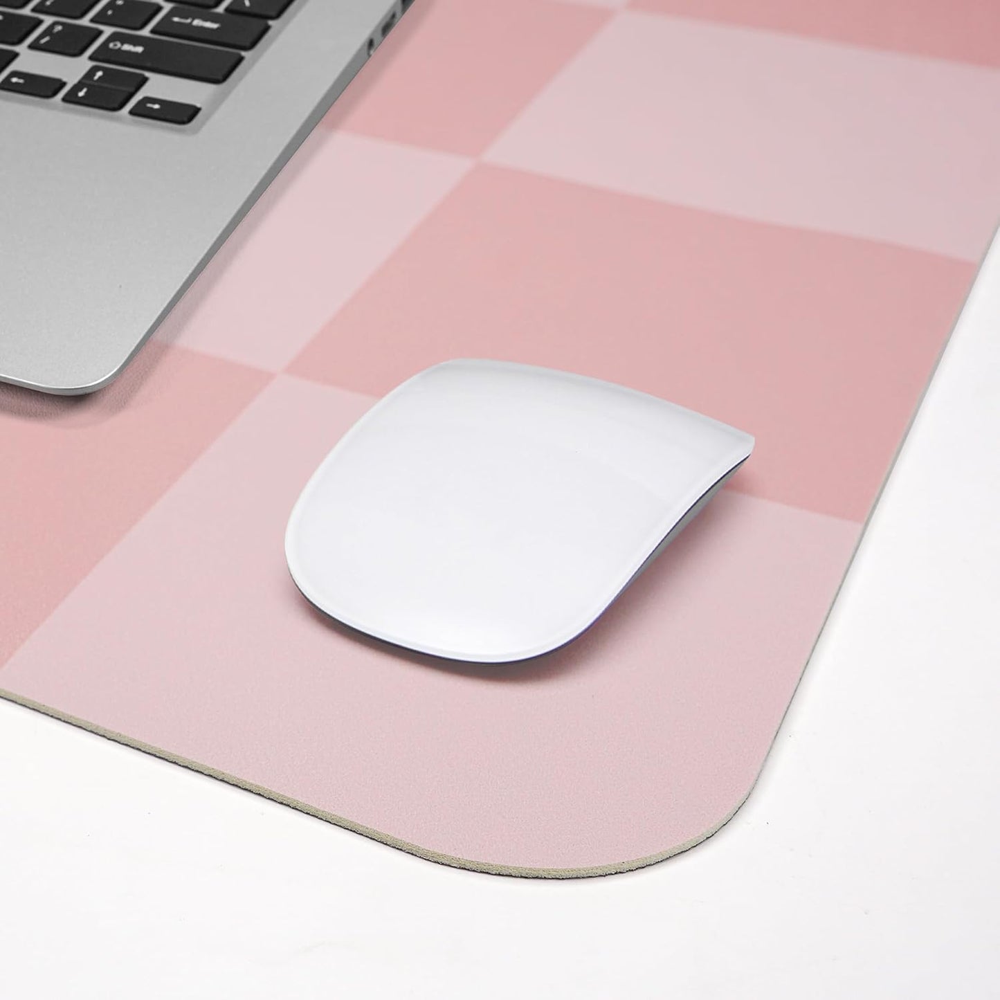 Non-Slip Pink Desk Mat, Waterproof PU Leather Protector, Large Blotter, Easy Clean Laptop Writing Mat for Work/Home/Decor (Pink 31.5" x 12")