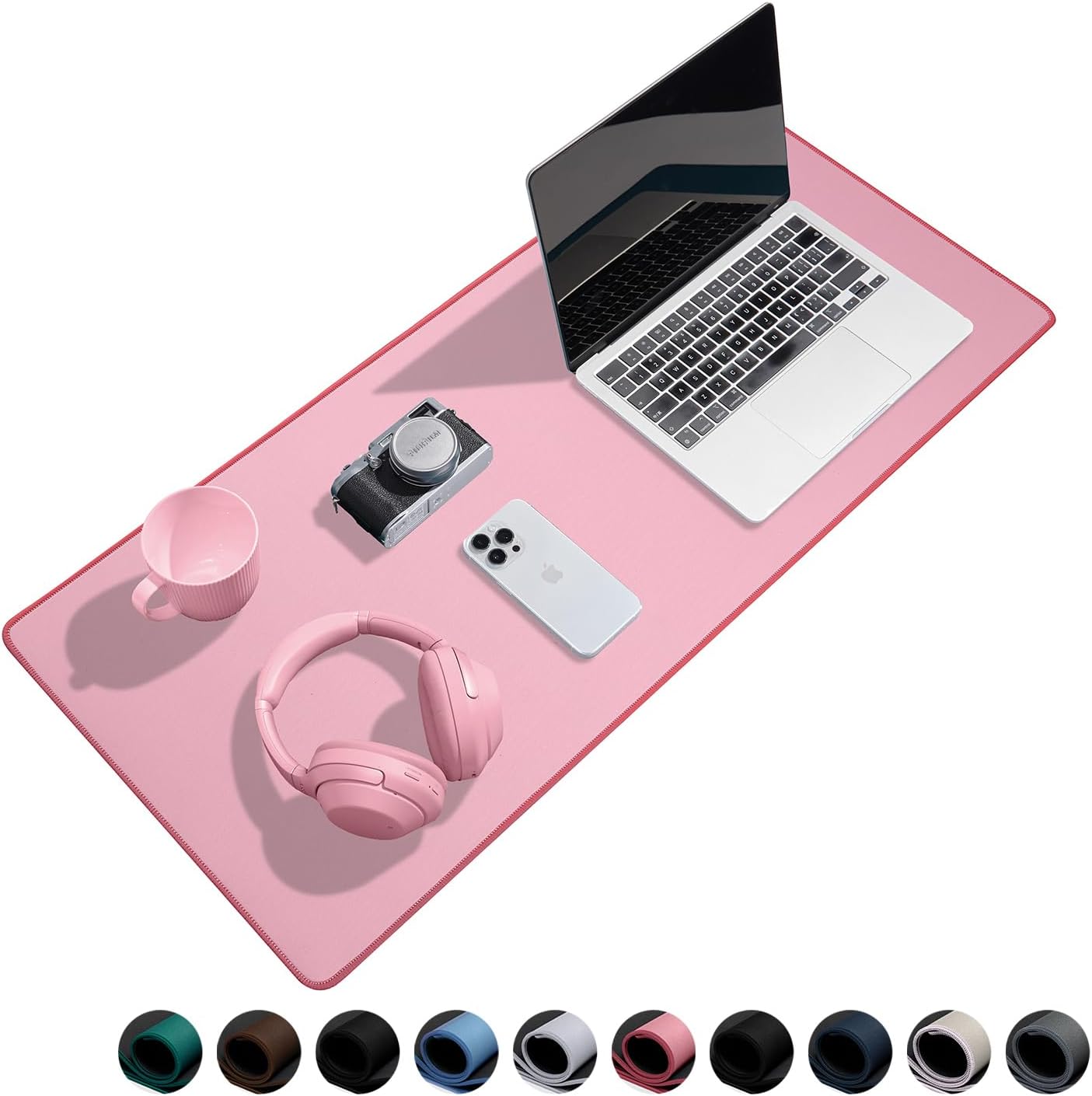 Waterproof Large Gaming Mouse Pad with Durable Stitched Edges, Non-Slip Rubber Base, Smooth Surface Mouse Mat Desk Pad for Home Office Gaming, 31.5"x11.8"x0.12", Dusty Rose