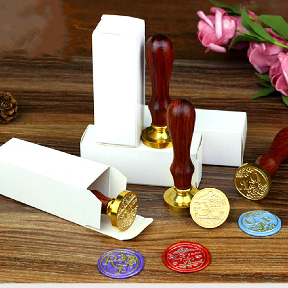 Flower Wax Stamp with Removable Brass Head Wooden Handle - Four-Leaf Clover Wax Sealing Stamp for Envelope Sealing