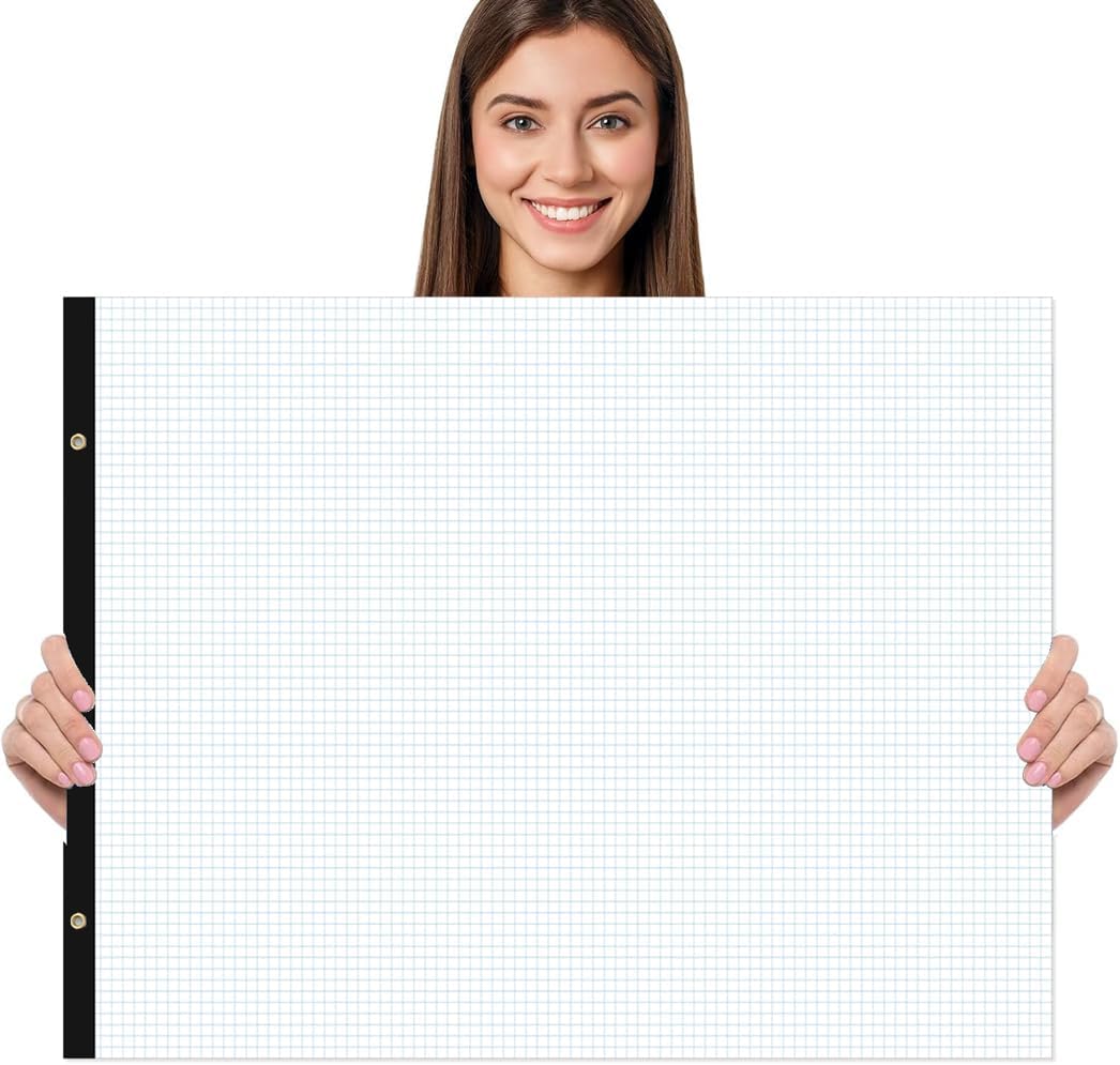 (2-Pack) Large Engineering Graph Paper - 22" x 17" Grid Paper, 100 Sheets/200 Pages, 4"x4" Grid Pad, Giant Drafting Pad Sketching Graph Paper for Engineer Architect Designer Mathematician Draftsman