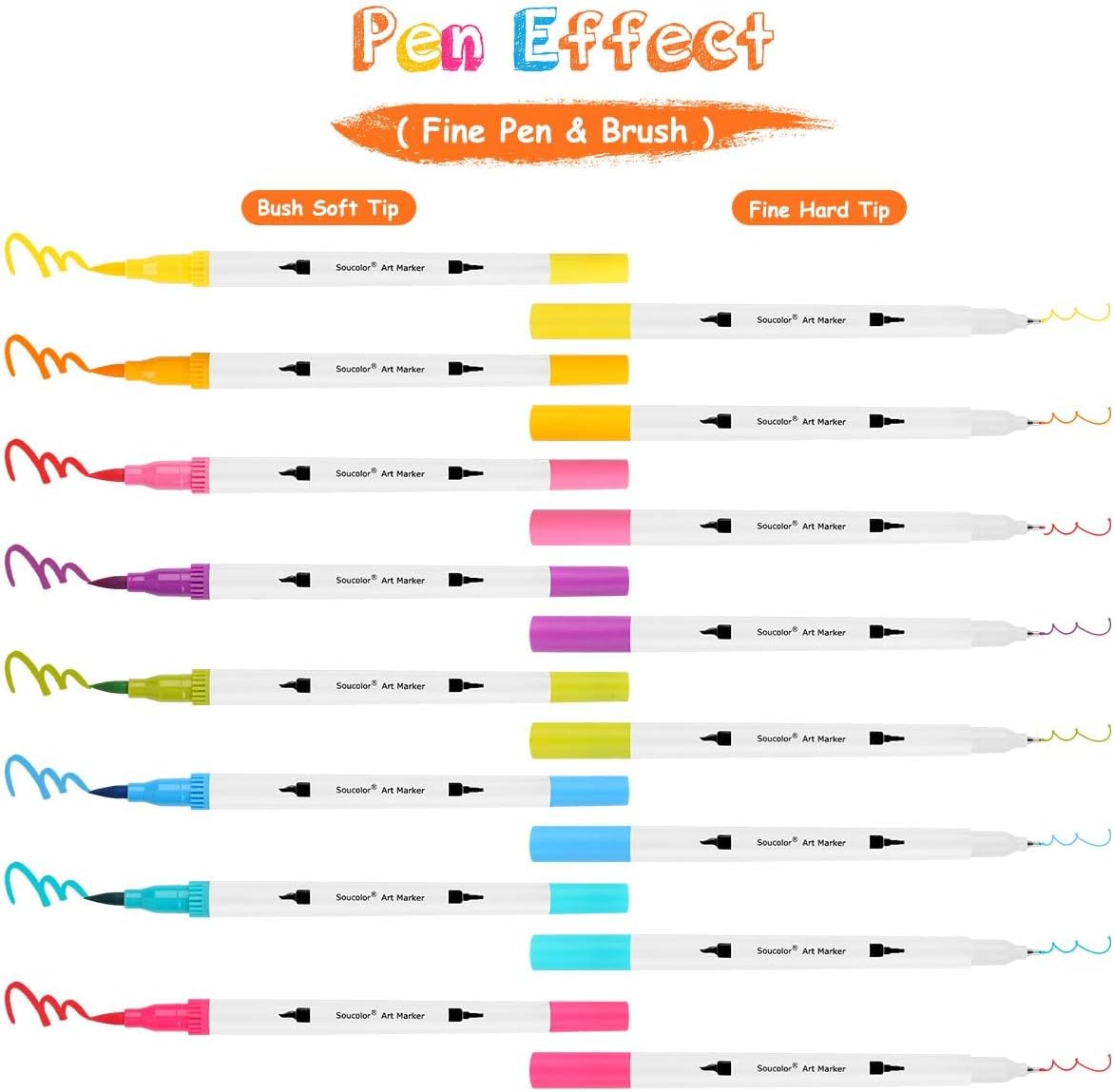 Soucolor Teacher Appreciation Gifts, College Graduation Gifts, 36 Colors Dual Tip Art Brush Markers Pens for Adult Coloring Books Kids Note taking Planner Lettering Drawing Preppy School Stuff