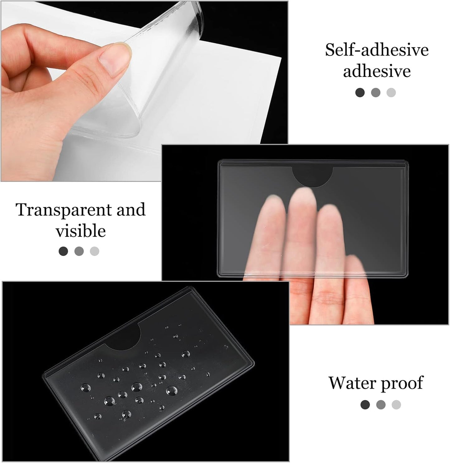 100 Self-adhesive Index Card Pockets Label Pockets sleeves with Top Open for Business Cards, Clear Plastic Sticky Labels Holders for Storage Bins Library Cards, Organizing Totes Shelves (3.7 x 2.28'')