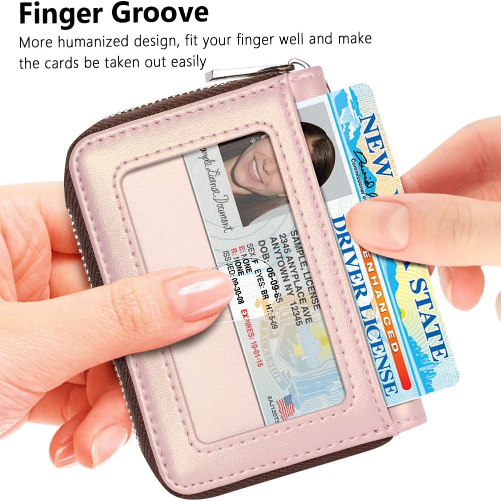 FurArt Zipper Wallet Women, RFID Blocking Credit Card Wallet, Business Card Holder, Compact Size KeyChain Wallet