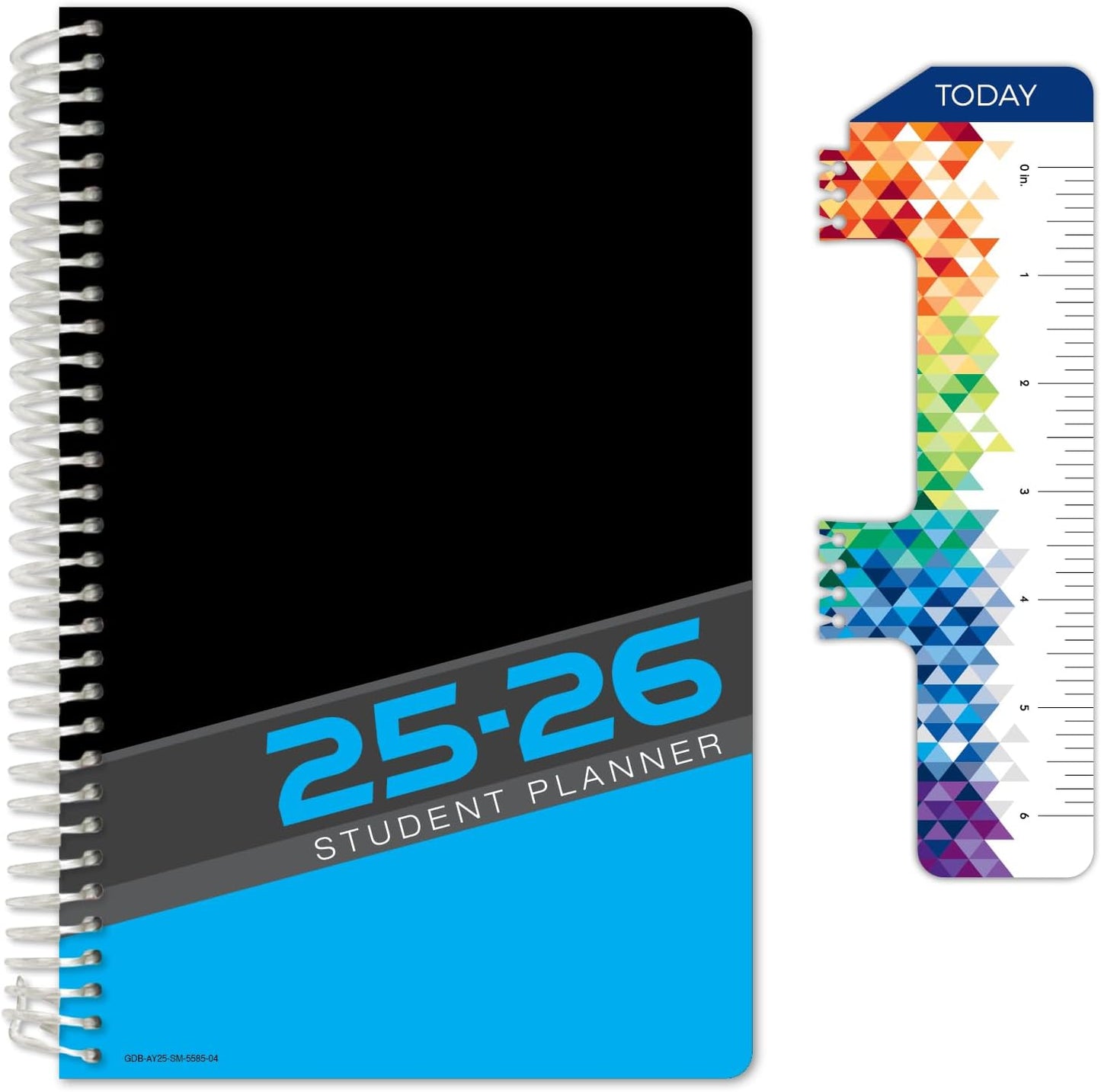 Global Datebooks Dated Middle School or High School Student Planner for Academic Year 2025-2026 Includes Ruler/Bookmark and Planning Stickers (Matrix Style - 5.5"x8.5" - Slant)