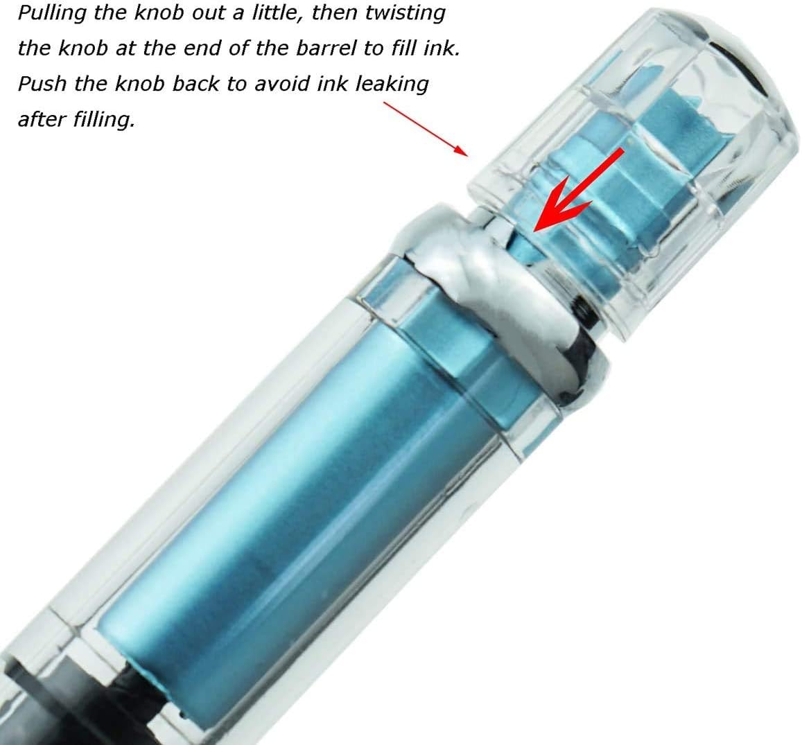 Lanxivi 4 Colors Yongsheng 3008A Fountain Pen Piston Filling Upgraded Fine Nib,Transparent Gold Trim