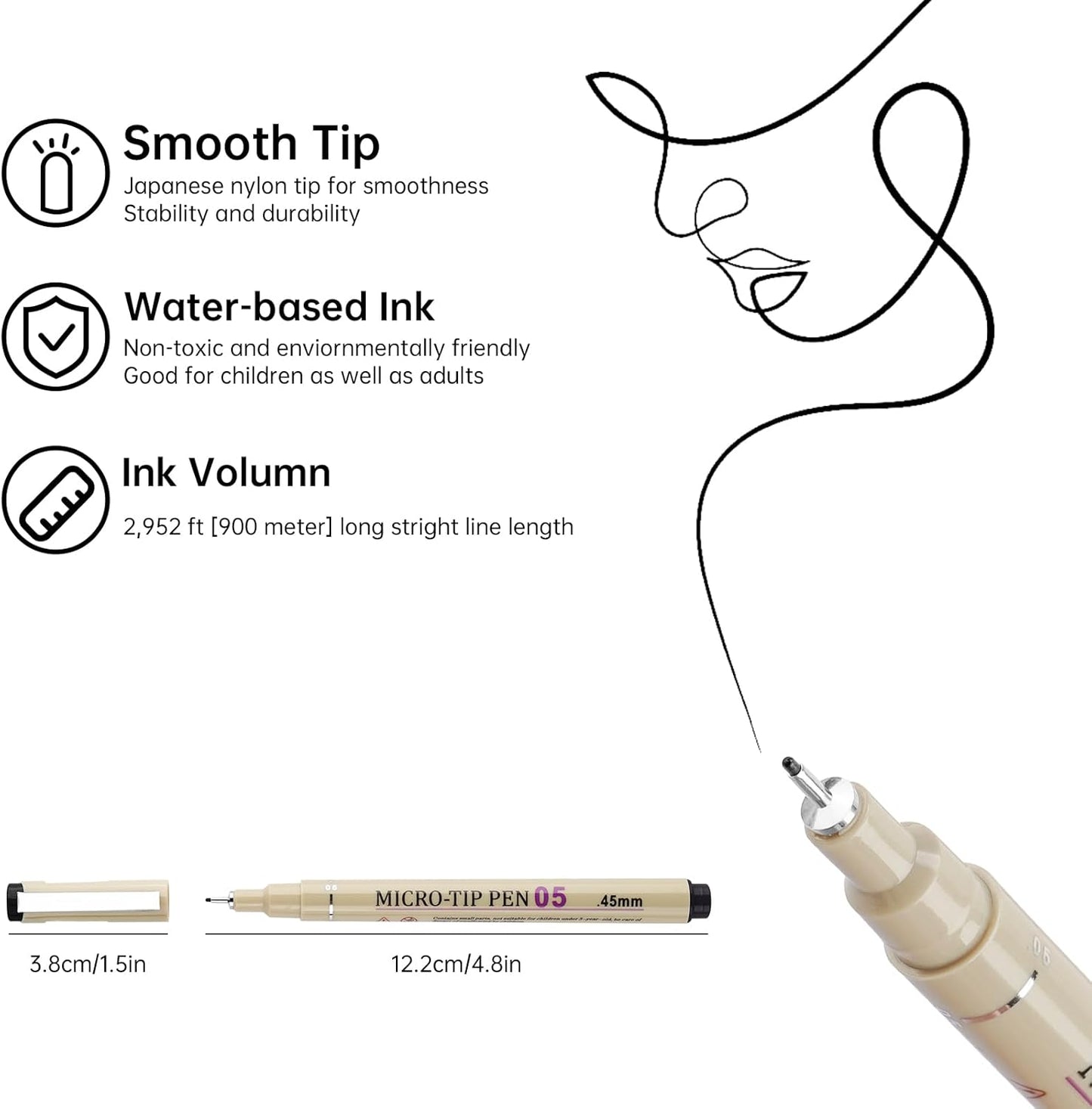 [24 Colors] 05 Micro, Fineliner Pen Set Ink, Fine Point Pen,Multi-liner, Sketching, Anime,Artist Illustrating/Technical Drawing, Office Documents…