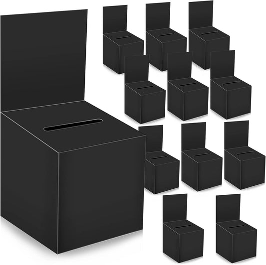 12 Pack Raffle Box Donation Box for Fundraising, Ballot Cardboard Boxes with Slot for Ticket and Removable Header Charity for Collecting Business Card Voting Contes, 6 x 6 x 6 Inch