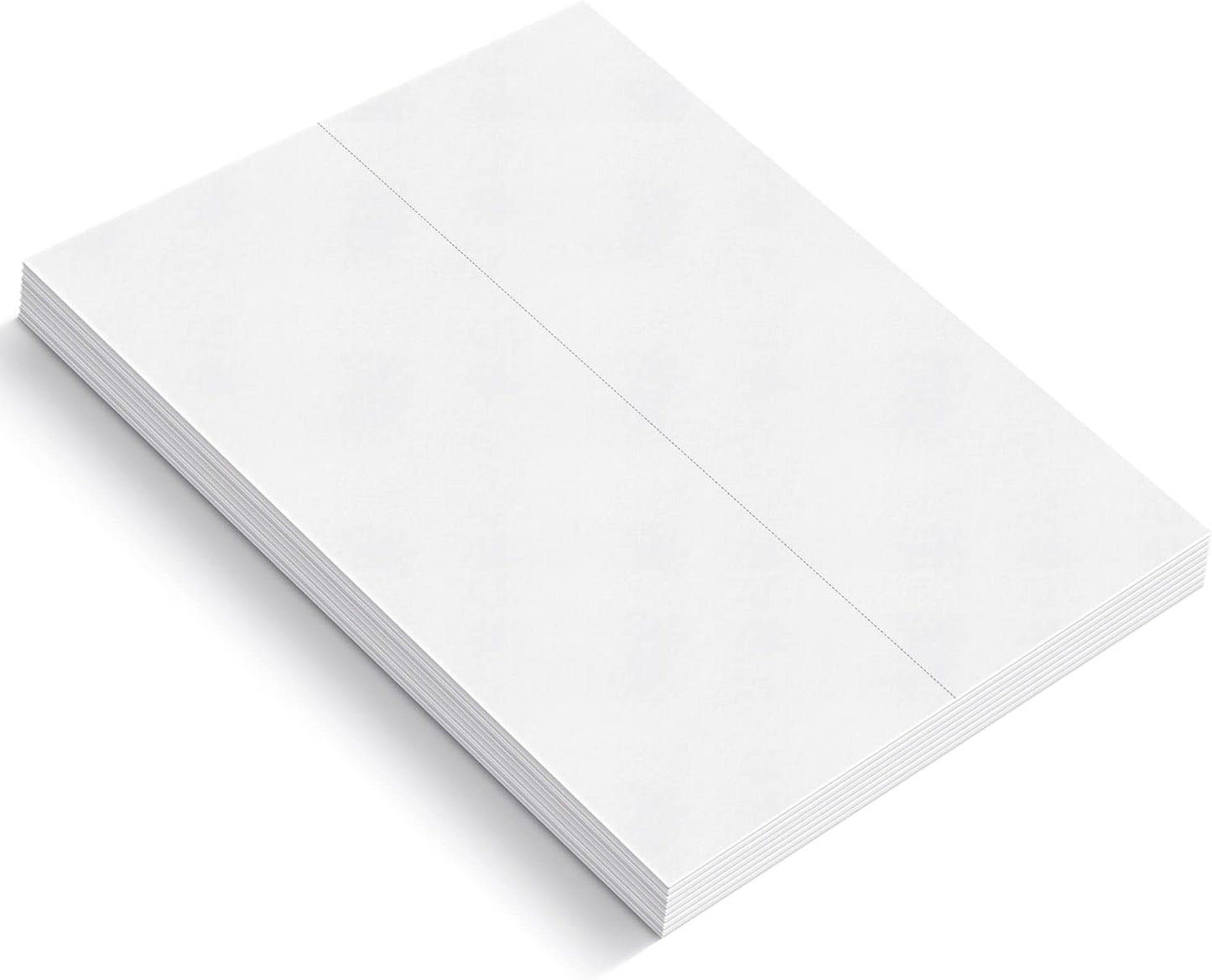 100-Sheet Pack Of 110lb White Cardstock Thick Perforated Paper, 8.5x11 With 2 Per Page - 4.25x11 - Blank Heavy Weight Cover Card Stock - 100 Sheets With 200 Cards (2up - 4.25x11)