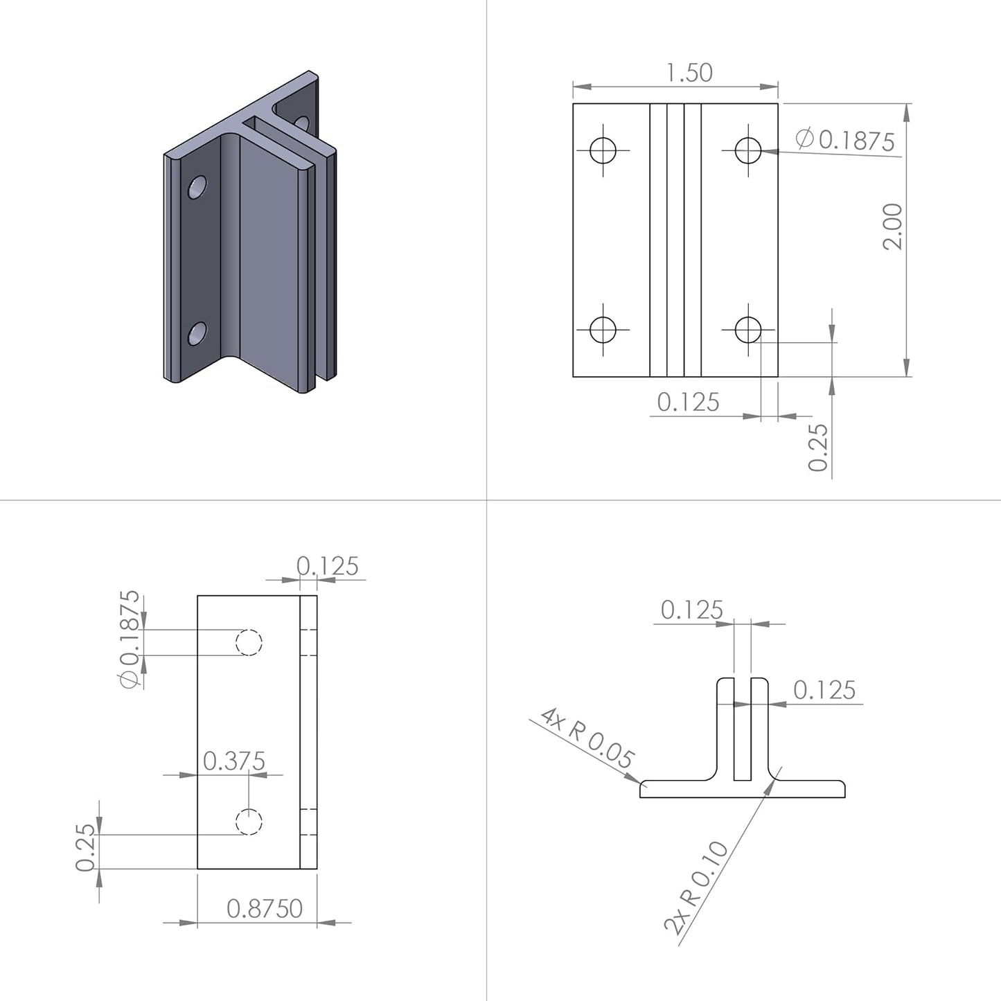 2-Pack Polished Aluminum Direct Sign Mount Bracket - Minimalist Design for Restroom, Conference Room and Classic Signs - 2" Length, 1/8" Substrate - Easy to Install