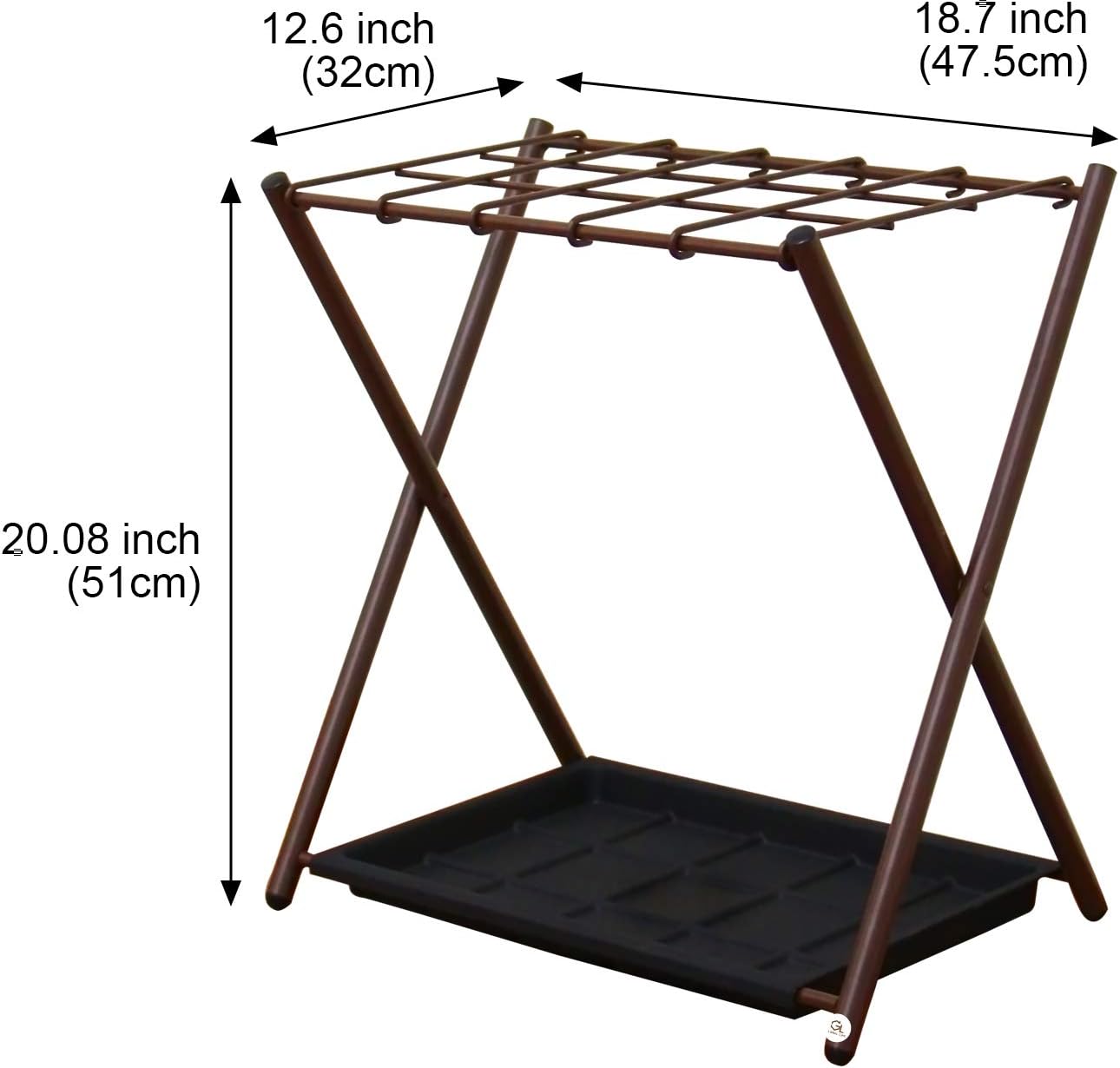 Folding Umbrella Storage Stand Rack Holder Organizer Bin for Entryway Home Commercial Office Décor with Drip Tray