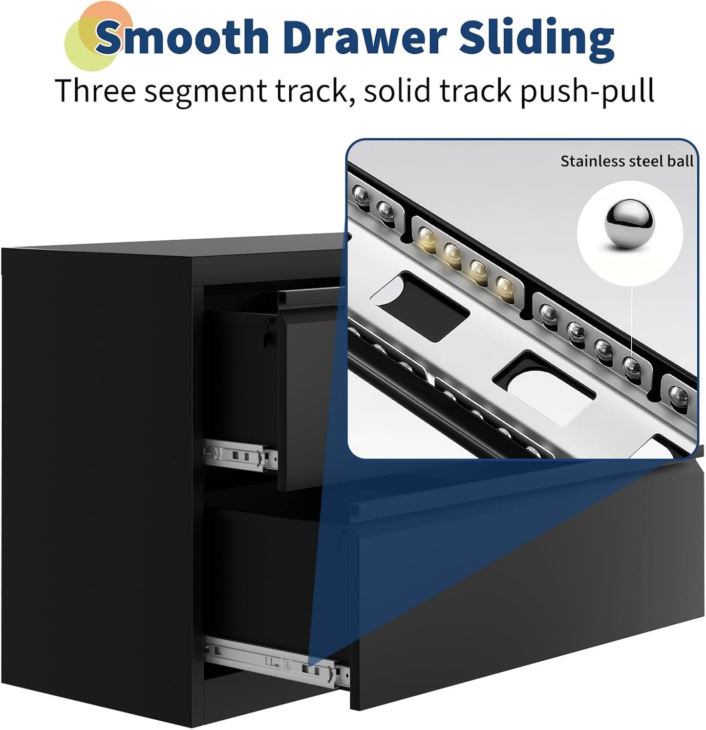 GarveeHome 2-Drawer File Cabinet with Lock, Metal Lateral Filing Cabinets for Letter/Legal Size Documents, Heavy Duty File Storage for Home Office, Black