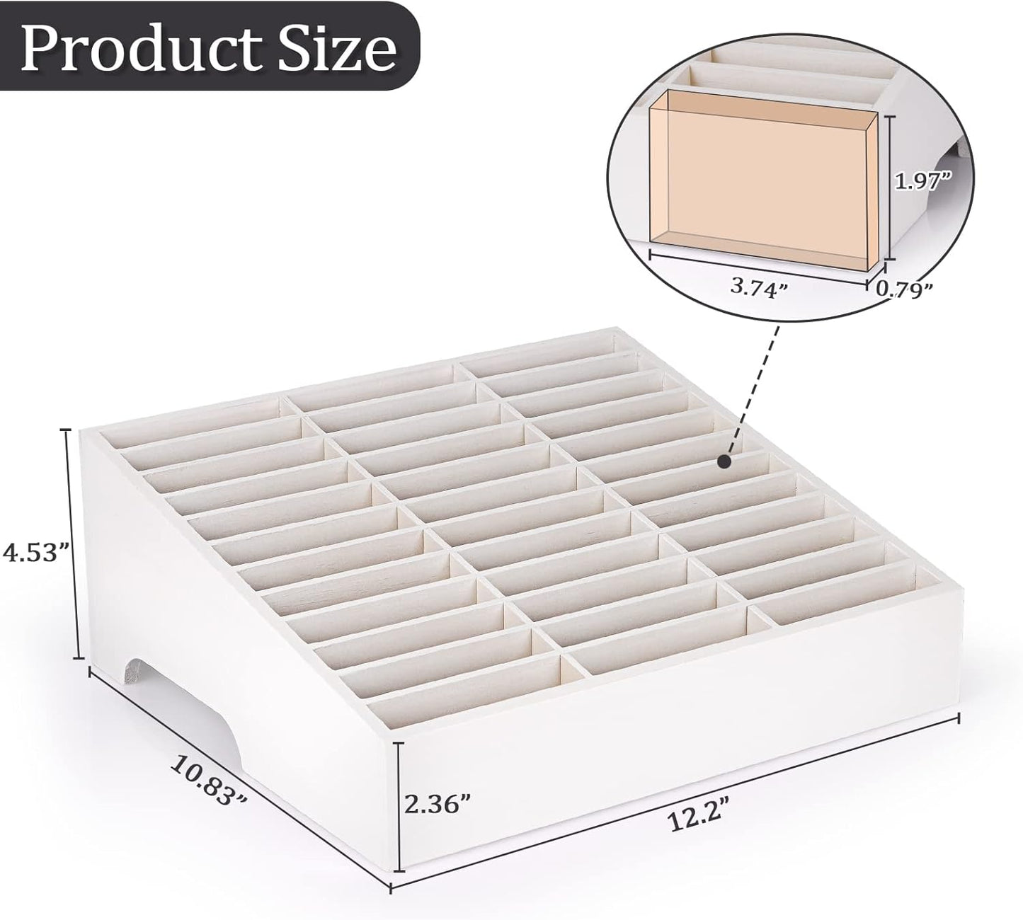 36-Grid Wooden Cell Phone Holder Desktop Organizer Storage Box for Classroom Office (White 36-Grid)