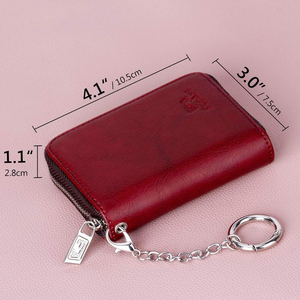 FurArt Zipper Wallet Women, RFID Blocking Credit Card Wallet, Business Card Holder, Compact Size KeyChain Wallet