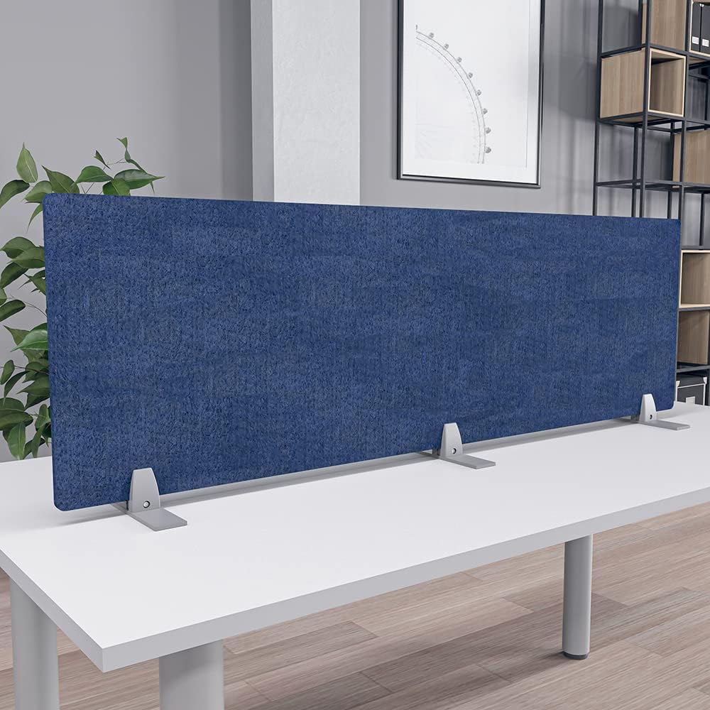Freestanding Acoustic Desk Divider with Mount | Eco-Friendly Privacy Screen Panel | Noise Reducing Desk Partition | Tackboard Option & Easy to Install | Made from Recycled Plastic | Purple - 18" X 71"