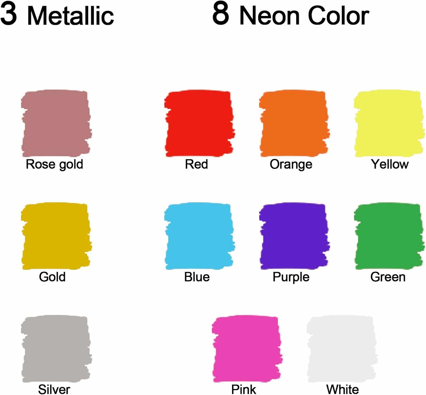 Anyo 12 Pack Window Markers for Cars, Liquid Chalk Markers with 10mm 3 in 1 Nib Wide Tip, Metallic & Neon Color Wet Erase Window Paint for Glass Washable, Glass, Mirror, Blackboard, Bistro, Menus