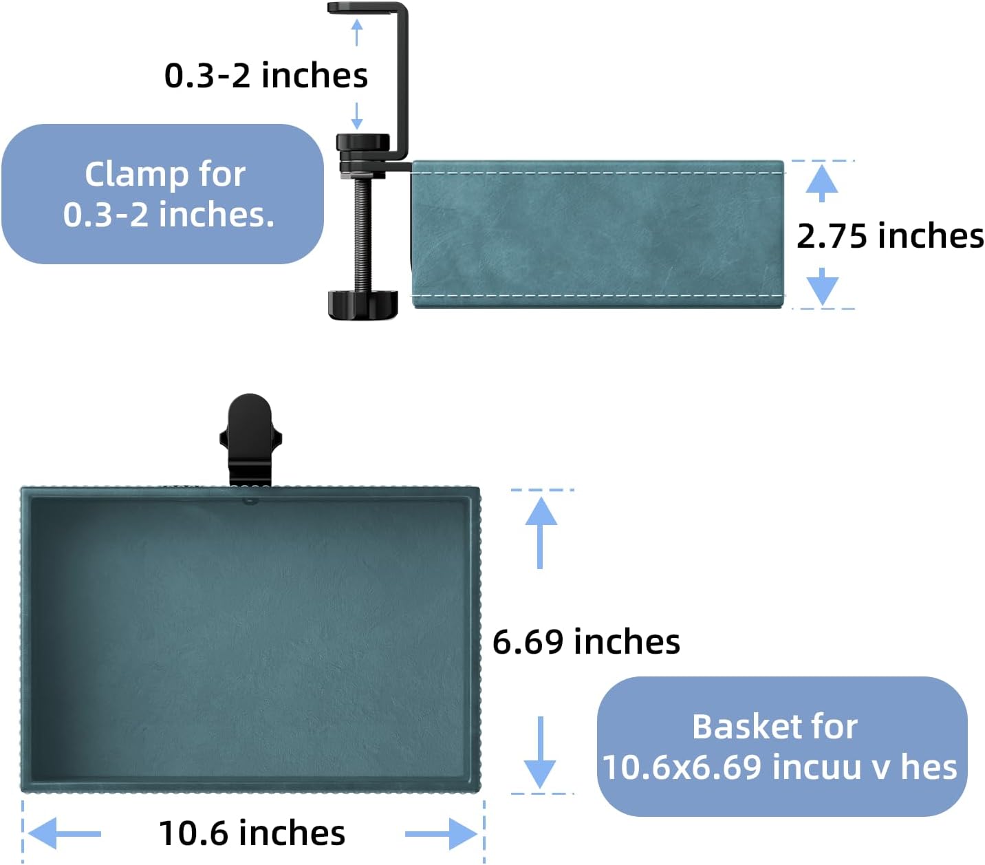 Mesh Hidden Desk Organizer with Swivel Pencil Drawer - Heavy-Duty C-Clamp Mount for Office Supplies, Art Tools & Home Storage, Easy Install Desktop Accessories (Sky Blue)